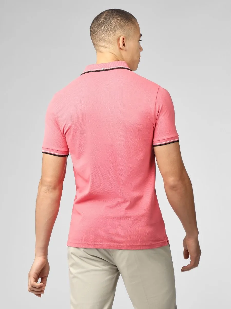 Dark Pink Ben Sherman Casual Polo Shirt with Short Sleeves