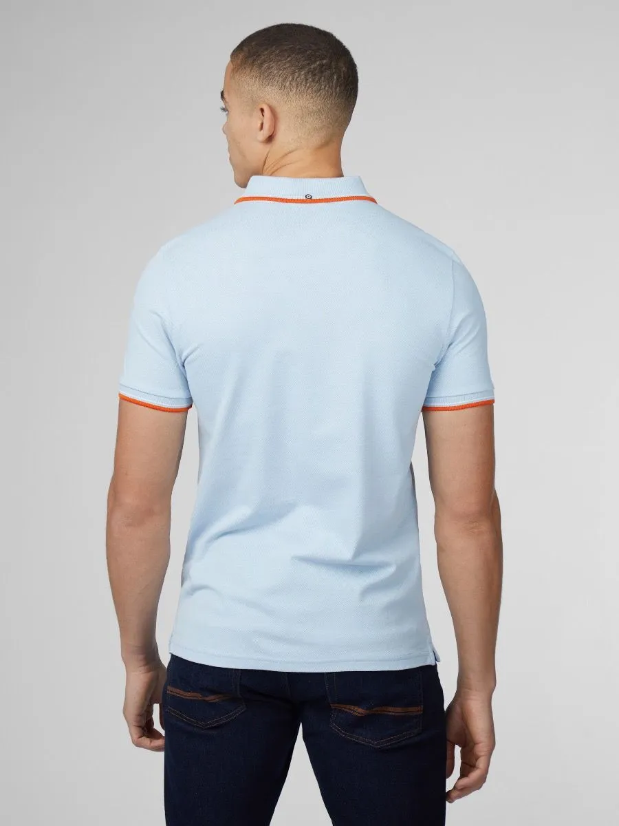 Pale Blue Ben Sherman Casual Short Sleeve Polo Shirt