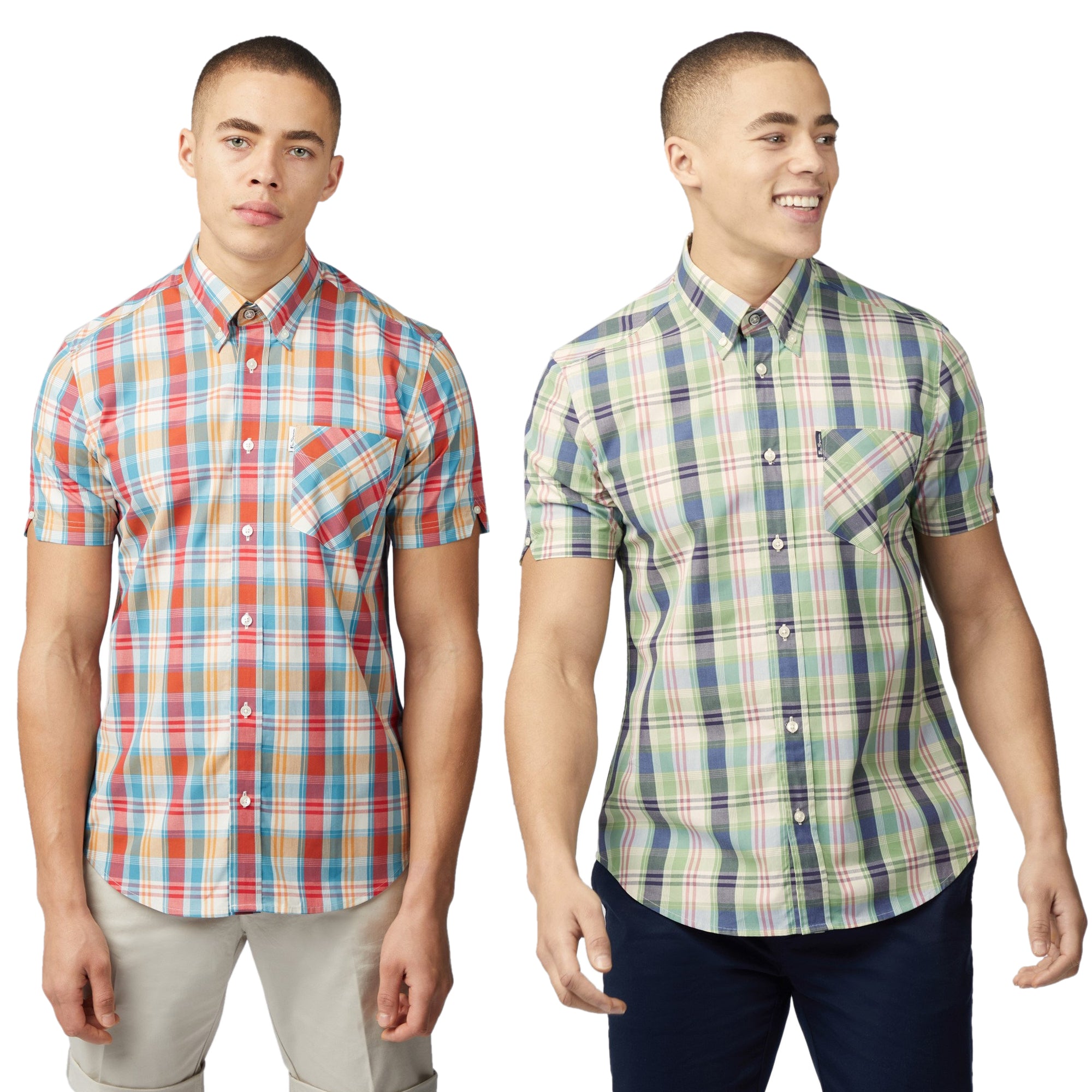 Ben Sherman Gingham OverCheck Shirt Short Sleeve Men