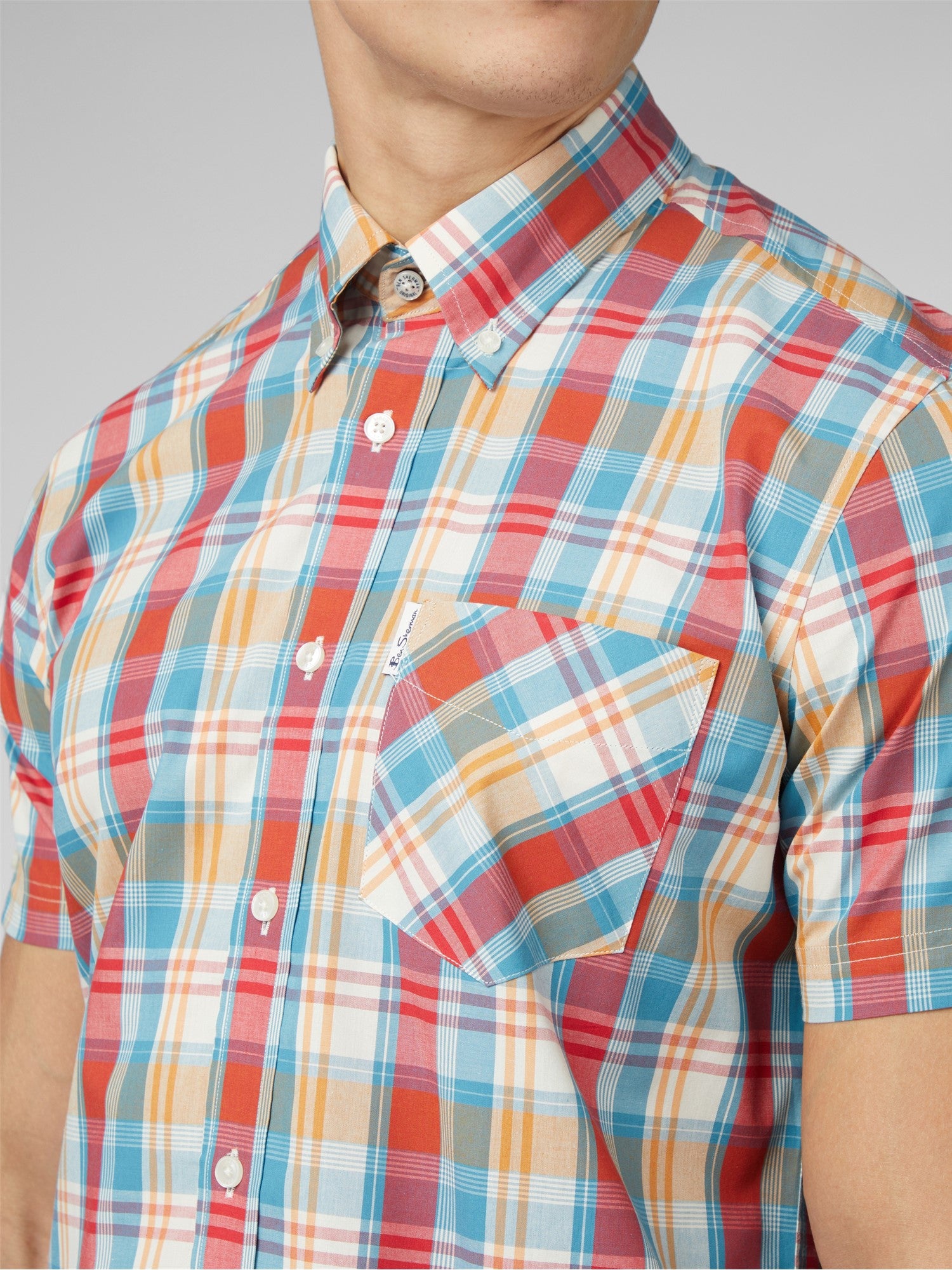 Ben Sherman Gingham OverCheck Shirt Short Sleeve Men