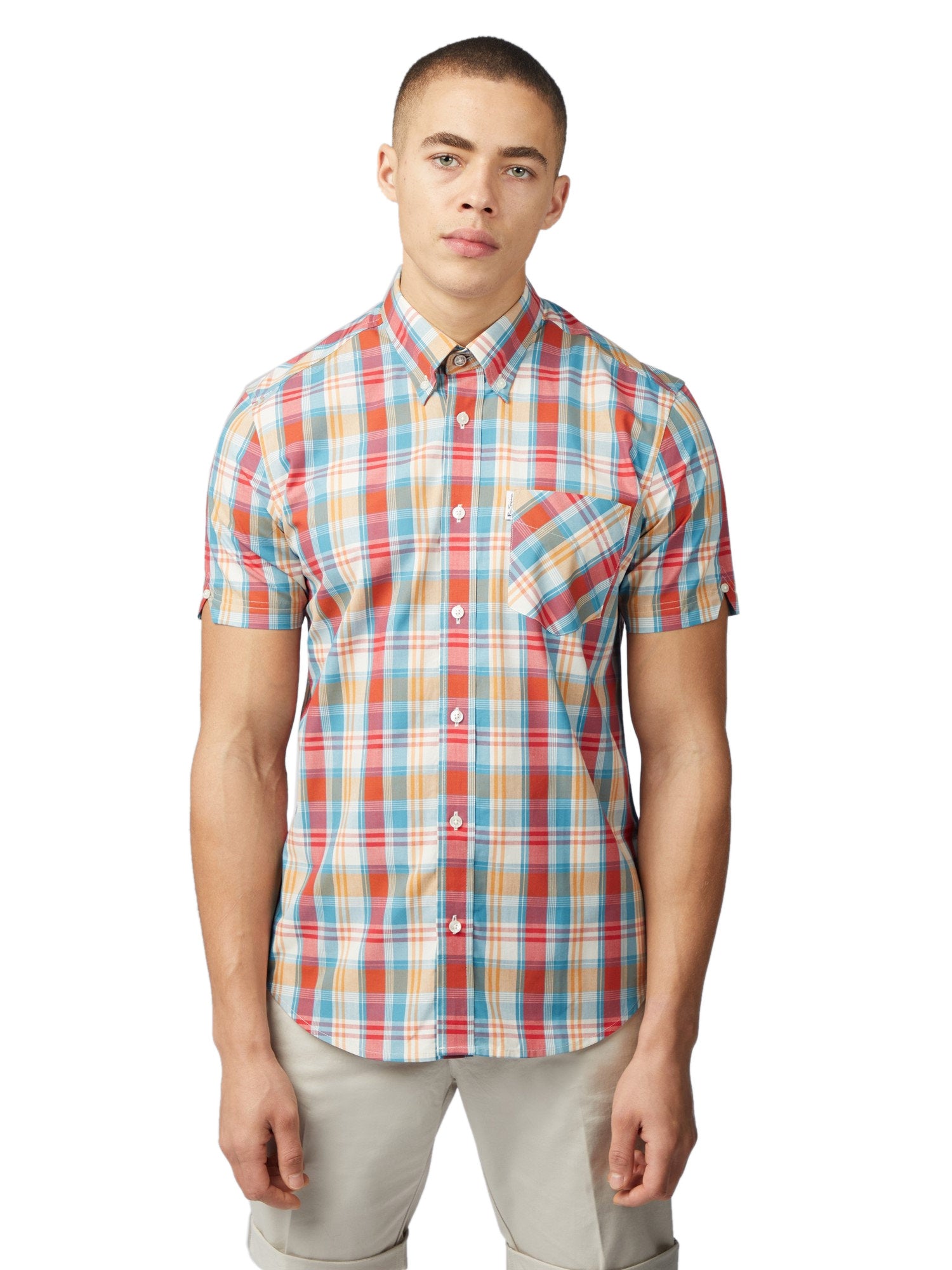 Ben Sherman Gingham OverCheck Shirt Short Sleeve Men