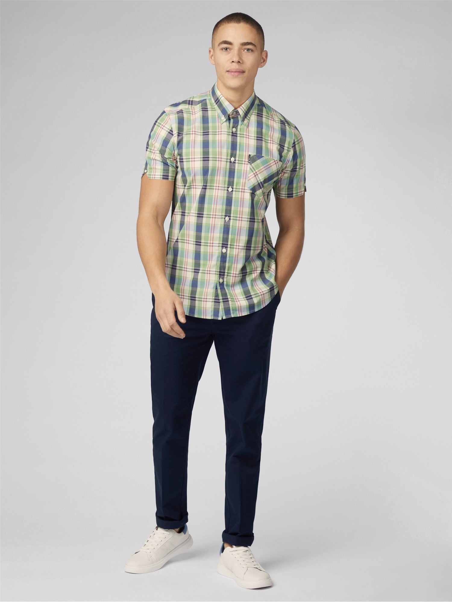 Ben Sherman Gingham OverCheck Shirt Short Sleeve Men