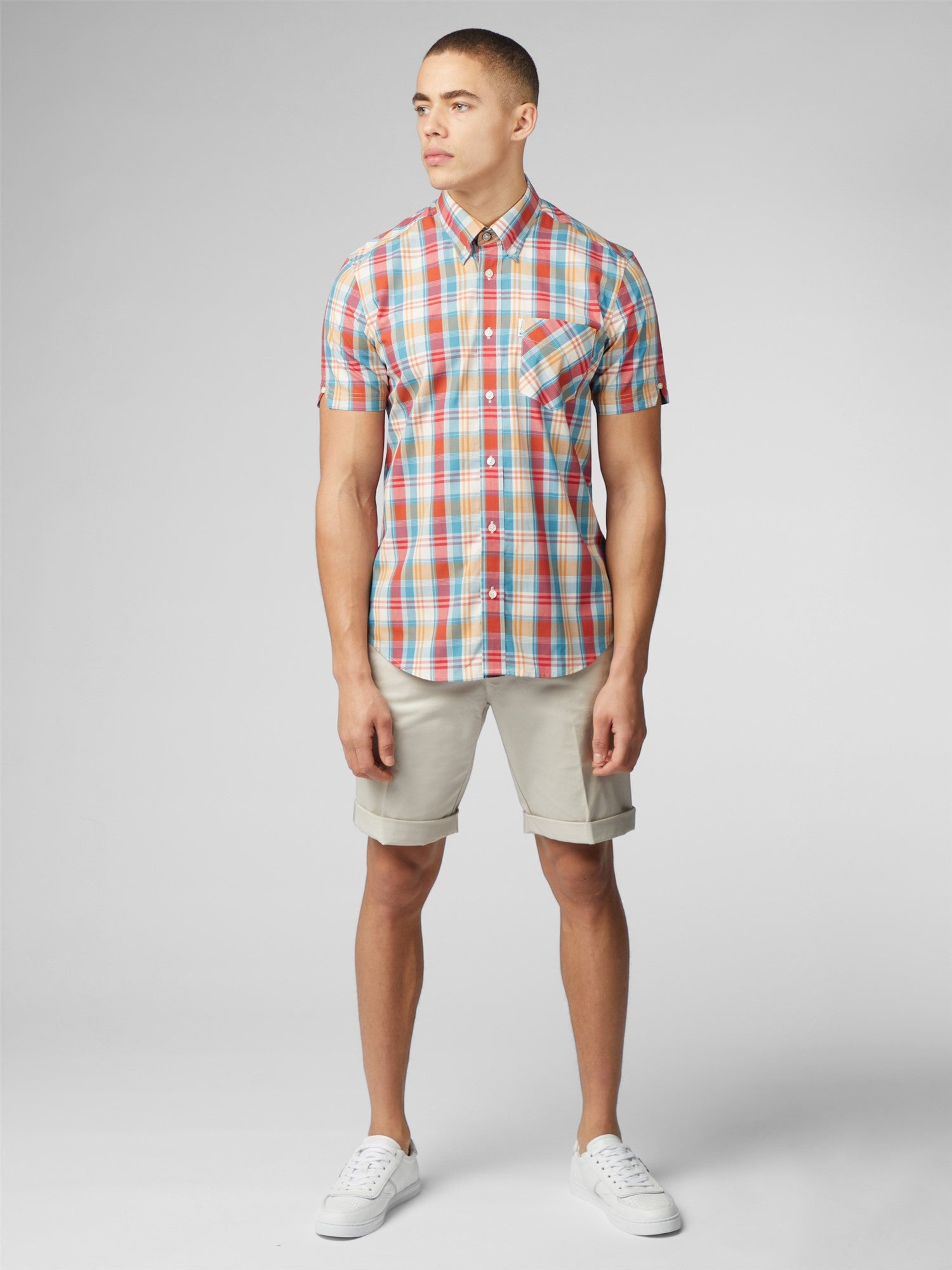 Ben Sherman Gingham OverCheck Shirt Short Sleeve Men