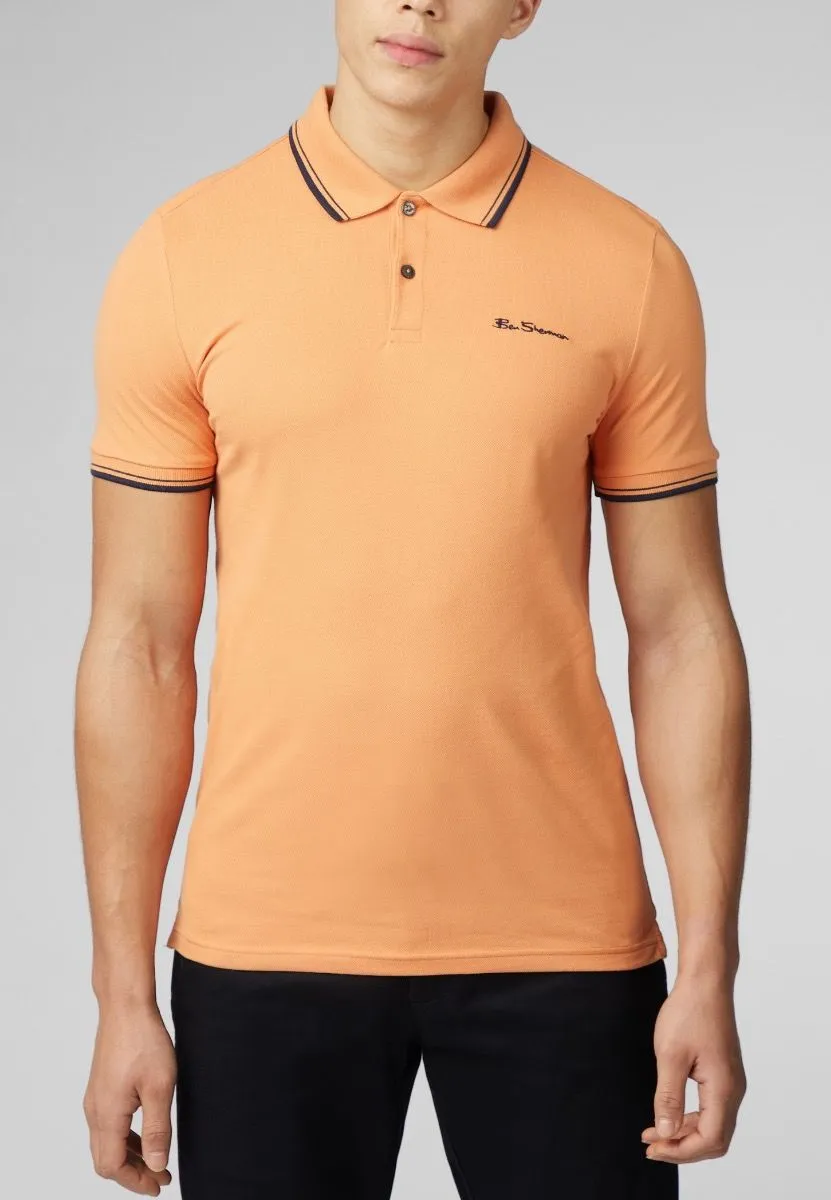 Ben Sherman Men's Casual Short Sleeve Polo Shirt in Copper Orange