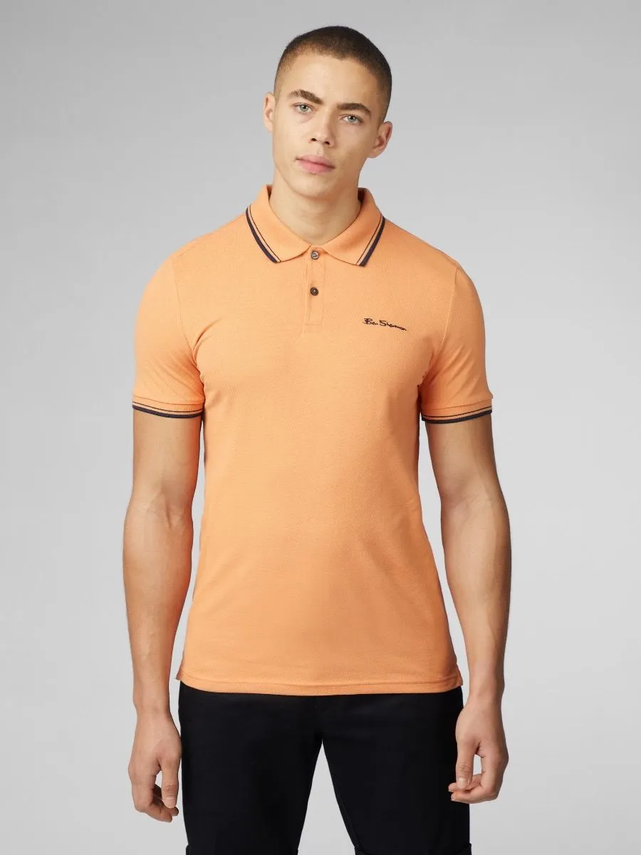 Ben Sherman Men's Casual Short Sleeve Polo Shirt in Copper Orange