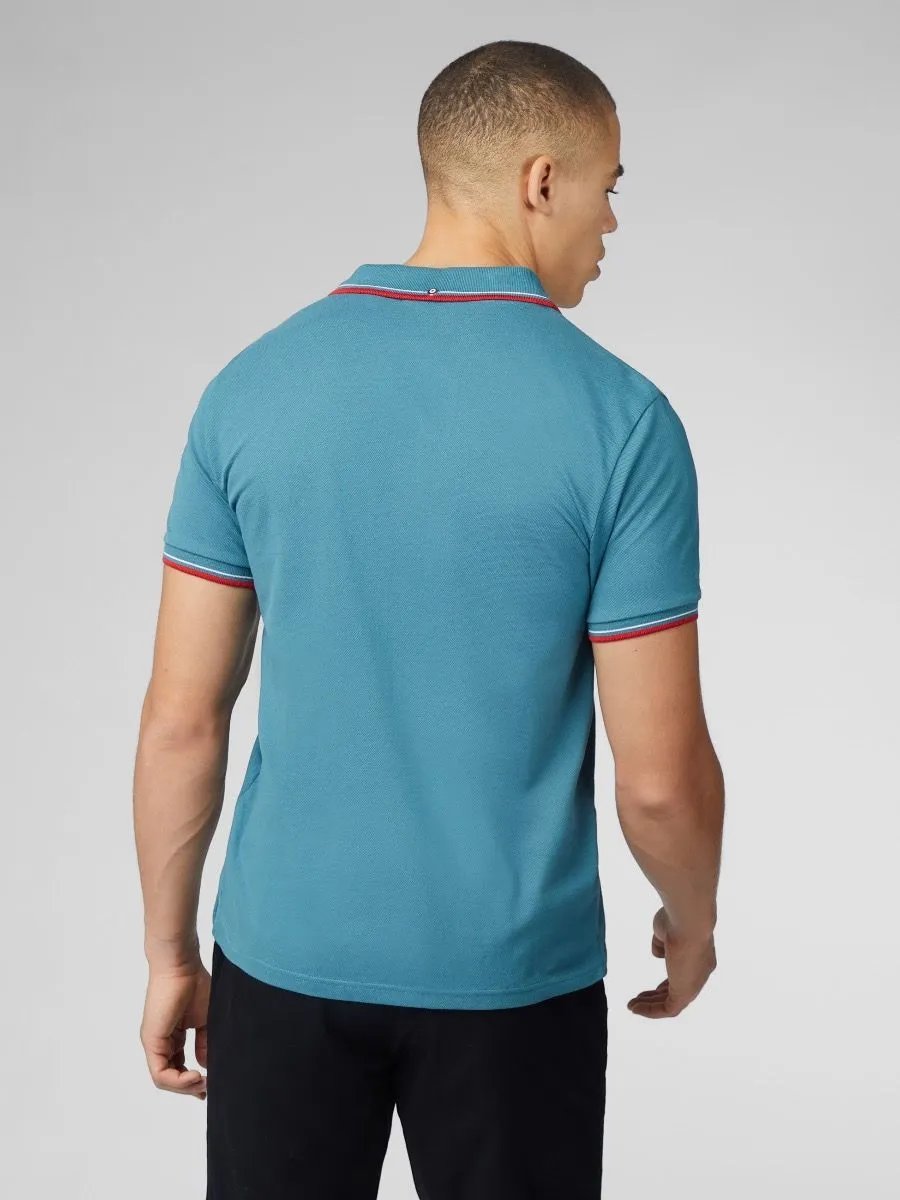 Ben Sherman Men's Casual Short Sleeve Polo Shirt in Teal Blue