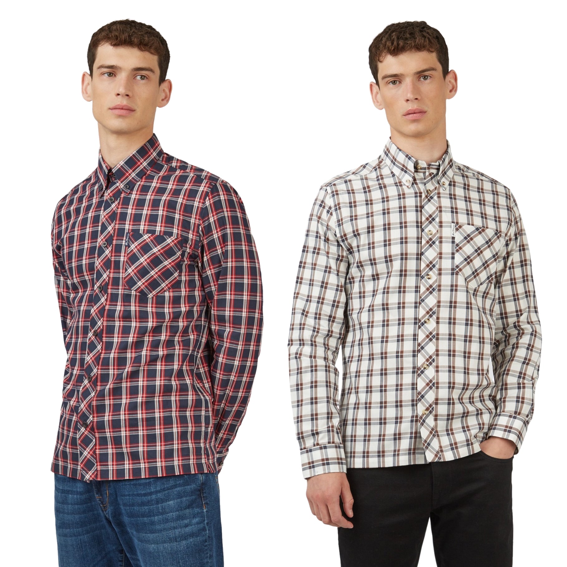 Ben Sherman Men's Grid Check Shirt - Iconic 3 Finger Collar; Ben Sherman Iconic Grid Check Shirt for Men; Ben Sherman Men's Grid