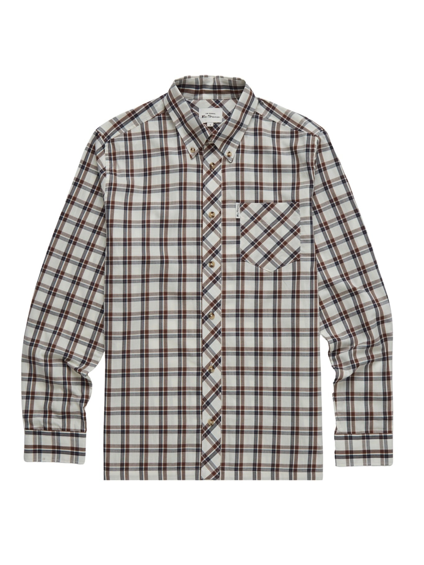 Ben Sherman Men's Grid Check Shirt - Iconic 3 Finger Collar; Ben Sherman Iconic Grid Check Shirt for Men; Ben Sherman Men's Grid