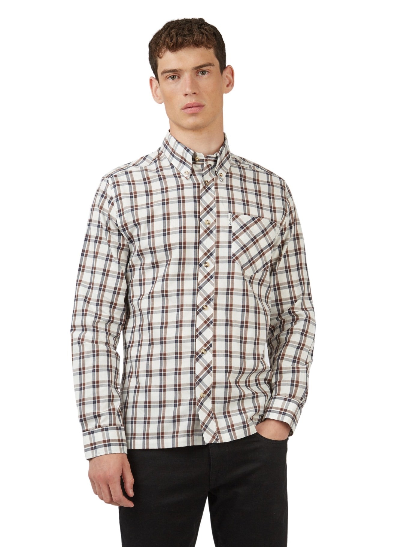 Ben Sherman Men's Grid Check Shirt - Iconic 3 Finger Collar; Ben Sherman Iconic Grid Check Shirt for Men; Ben Sherman Men's Grid