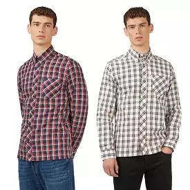 Ben Sherman Men's Grid Check Shirt - Iconic 3 Finger Collar; Ben Sherman Iconic Grid Check Shirt for Men; Ben Sherman Men's Grid