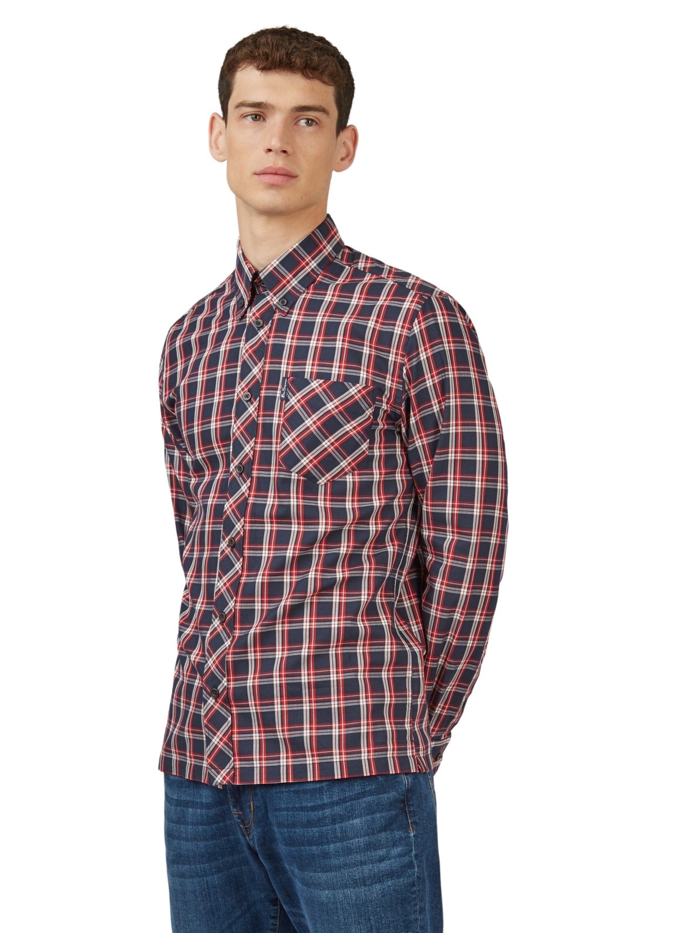 Ben Sherman Men's Grid Check Shirt - Iconic 3 Finger Collar; Ben Sherman Iconic Grid Check Shirt for Men; Ben Sherman Men's Grid