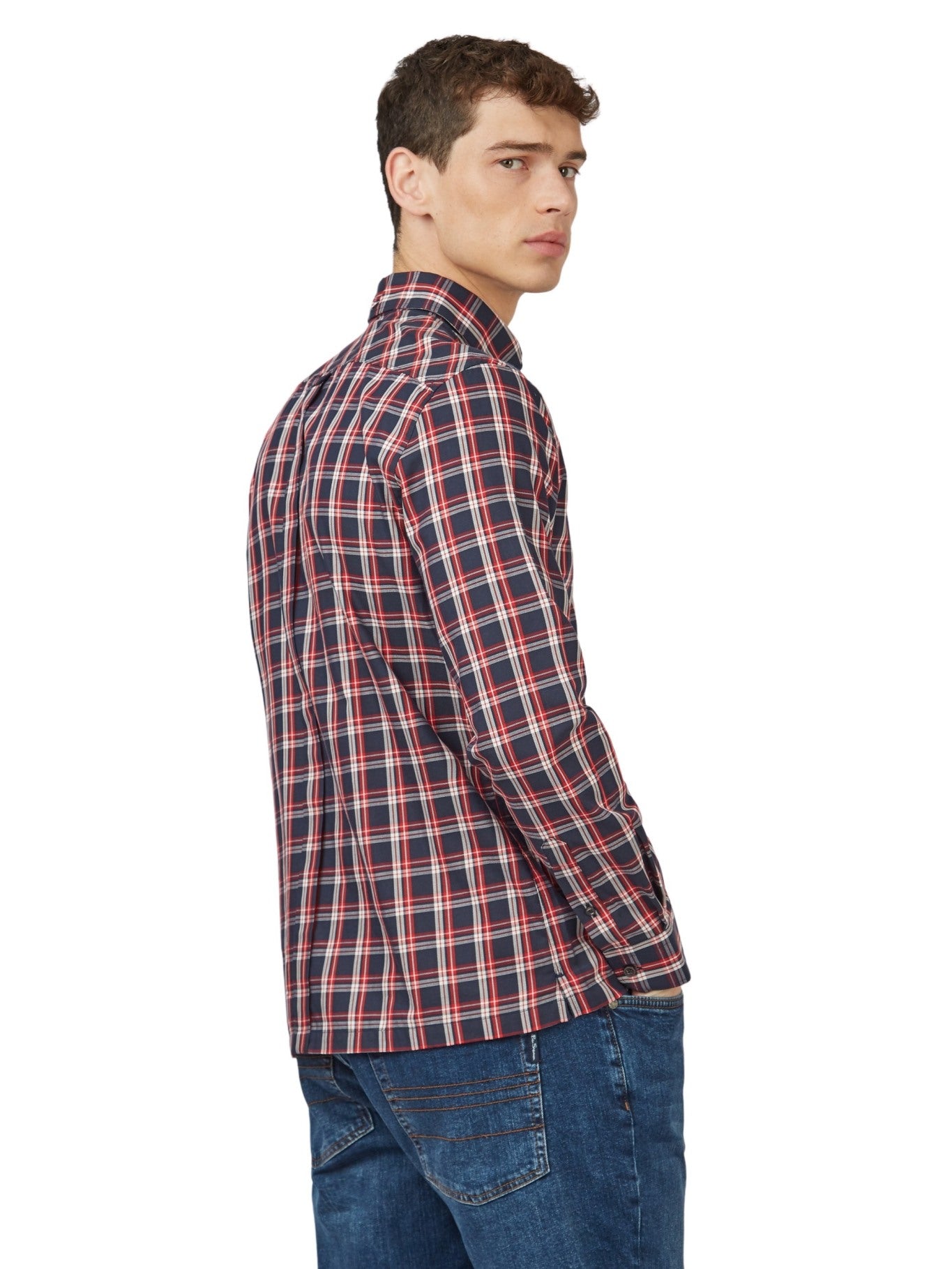 Ben Sherman Men's Grid Check Shirt - Iconic 3 Finger Collar; Ben Sherman Iconic Grid Check Shirt for Men; Ben Sherman Men's Grid