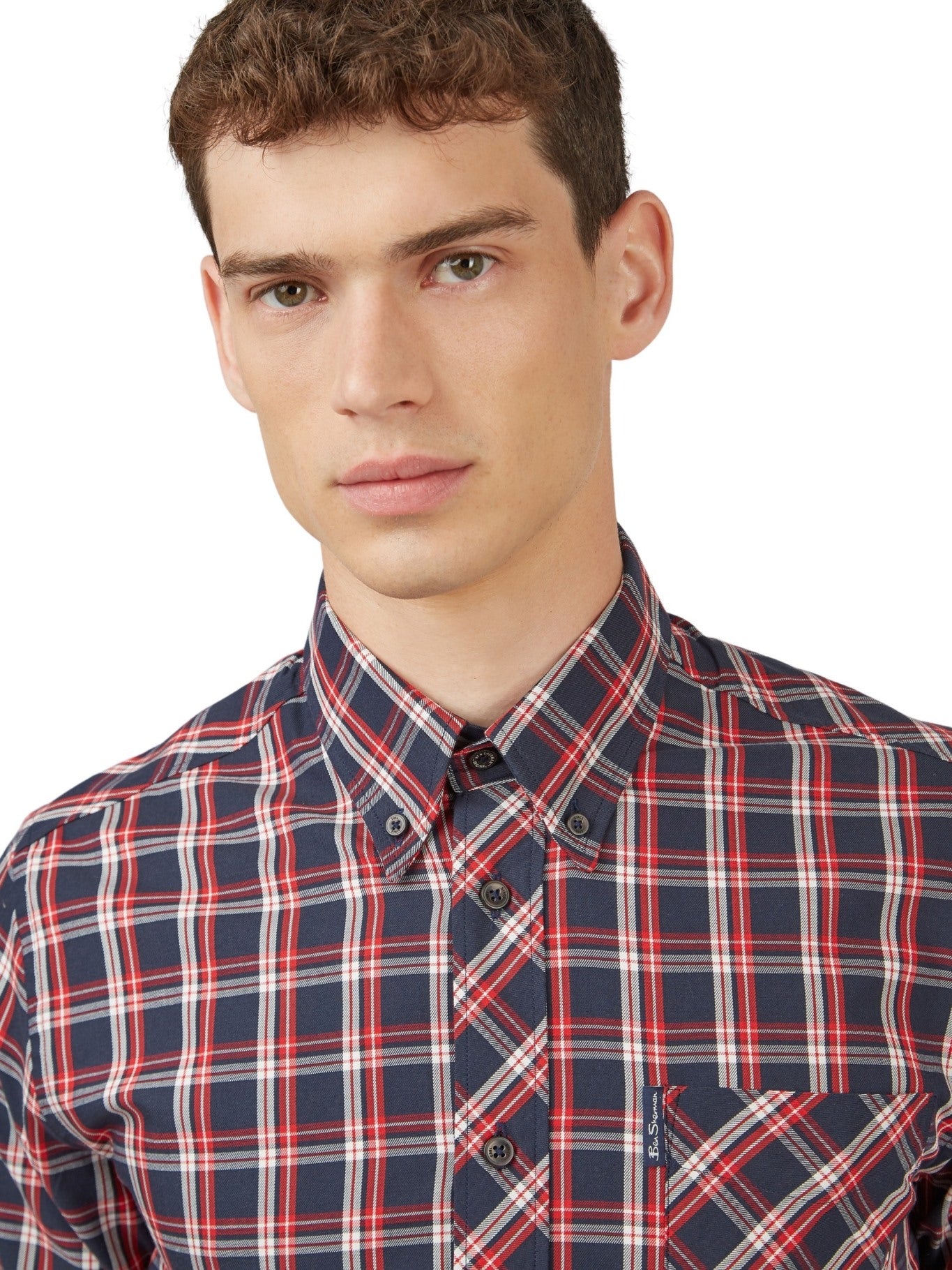 Ben Sherman Men's Grid Check Shirt - Iconic 3 Finger Collar; Ben Sherman Iconic Grid Check Shirt for Men; Ben Sherman Men's Grid