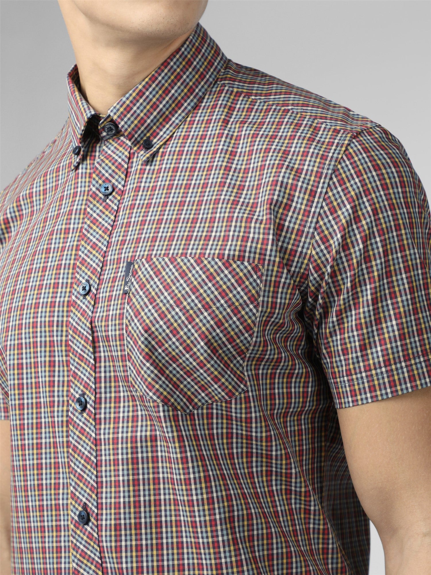 Ben Sherman Mini Gingham Check Shirt - Men's Short Sleeve Shirt