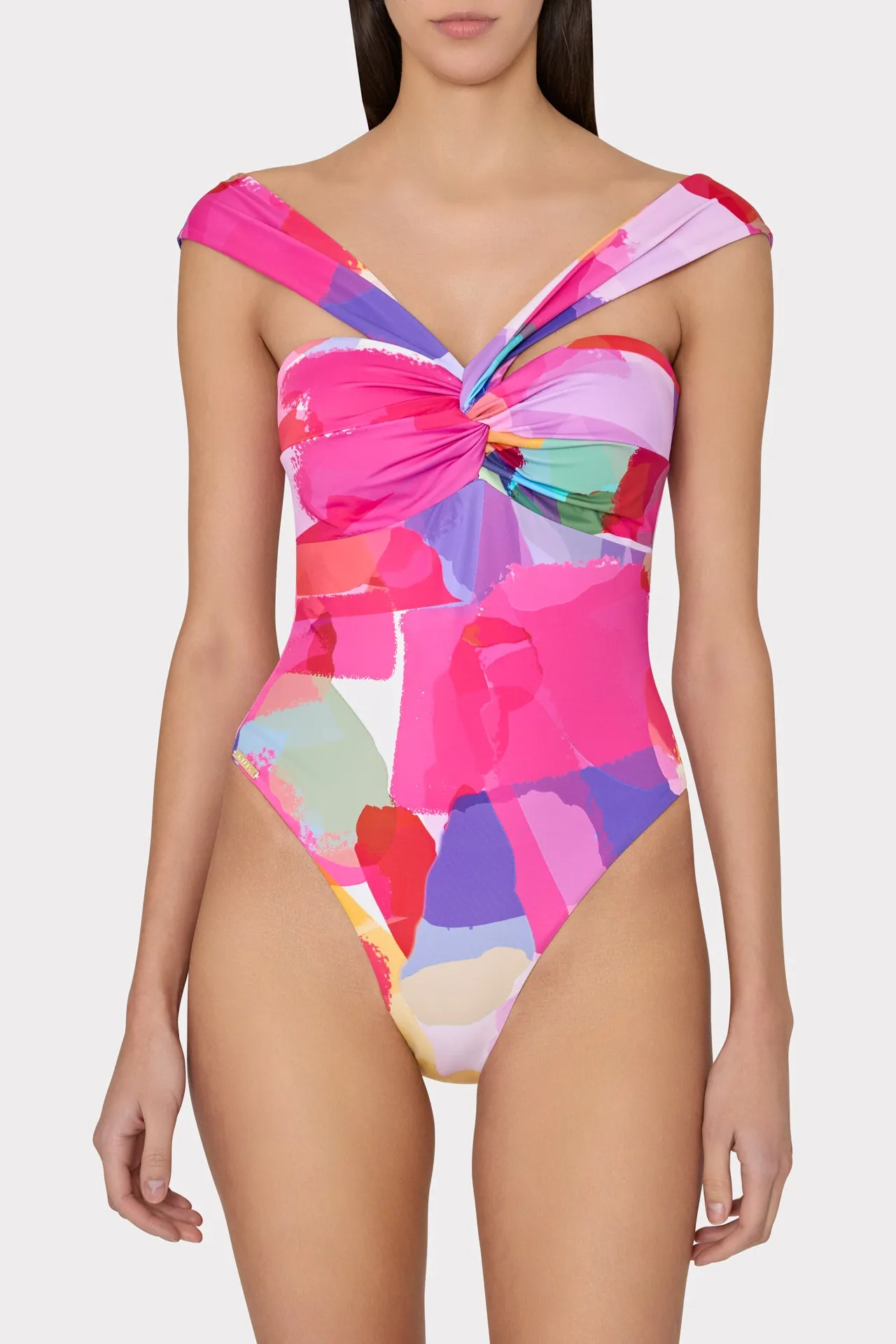 Betsy Rainbow Waterfall Bandeau One Piece Swimsuit