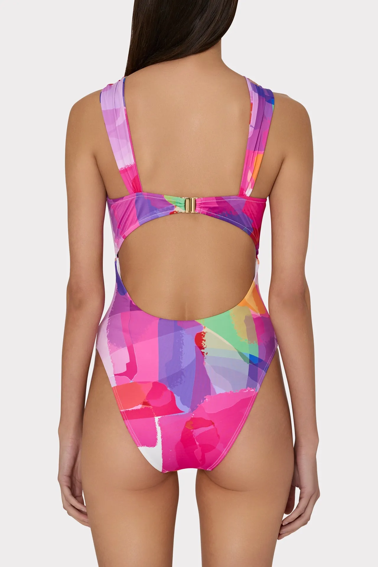 Betsy Rainbow Waterfall Bandeau One Piece Swimsuit