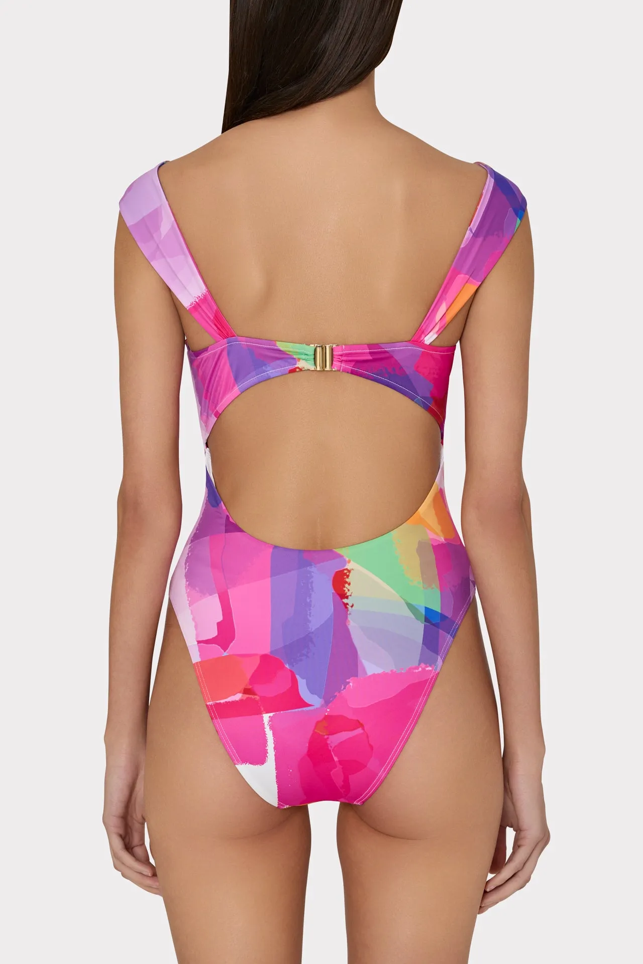 Betsy Rainbow Waterfall Bandeau One Piece Swimsuit