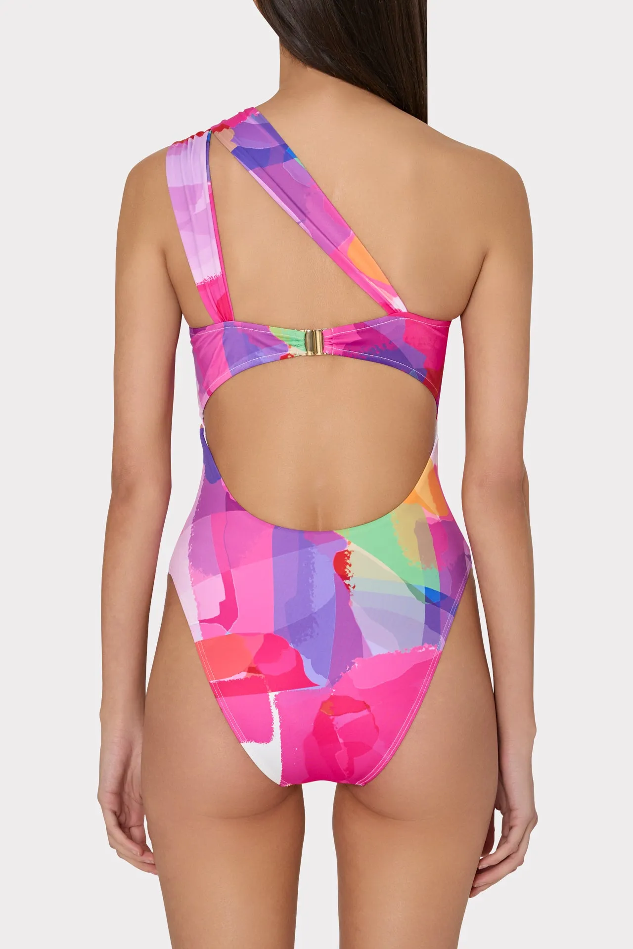 Betsy Rainbow Waterfall Bandeau One Piece Swimsuit