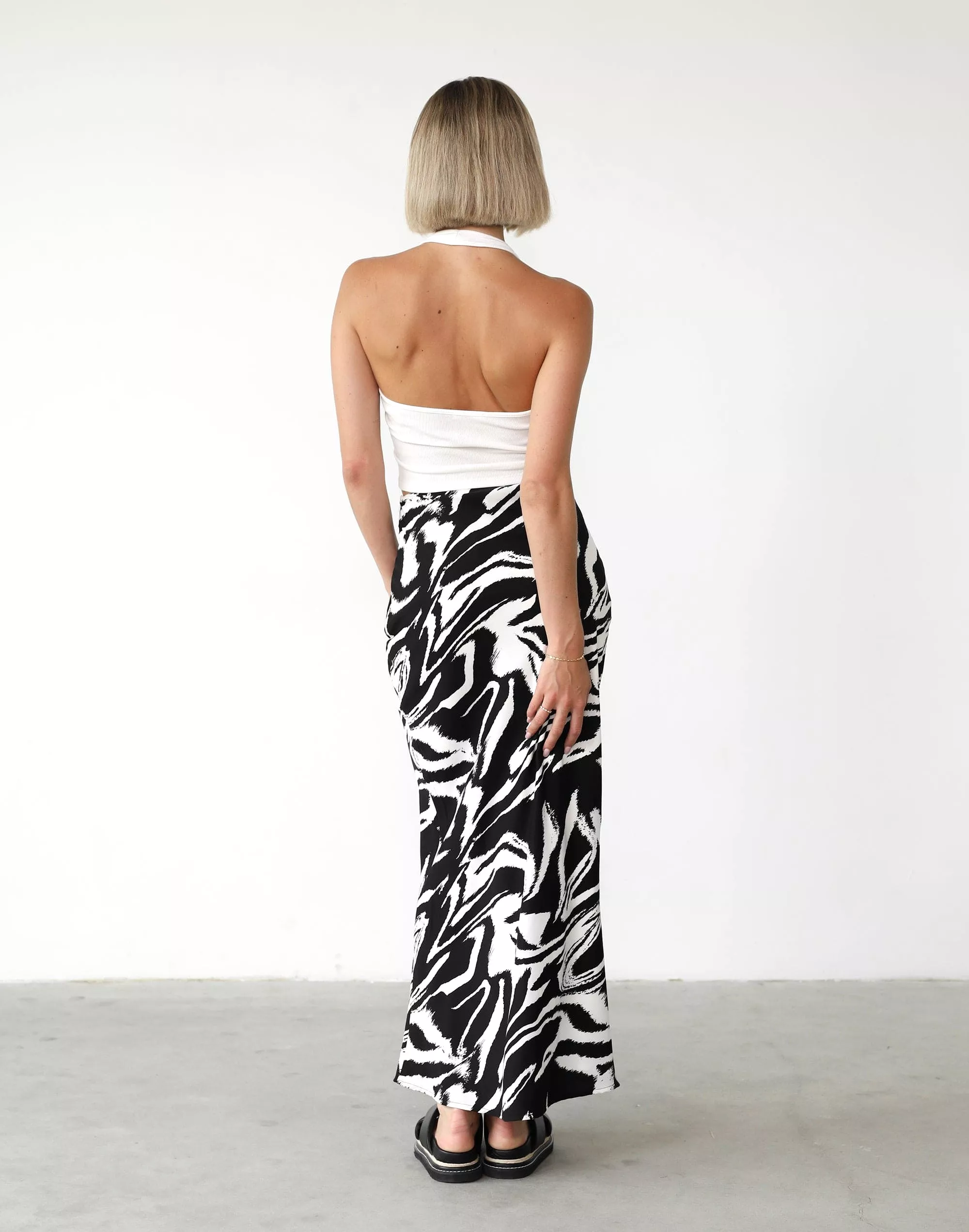 Black and White Print Sye Maxi Skirt