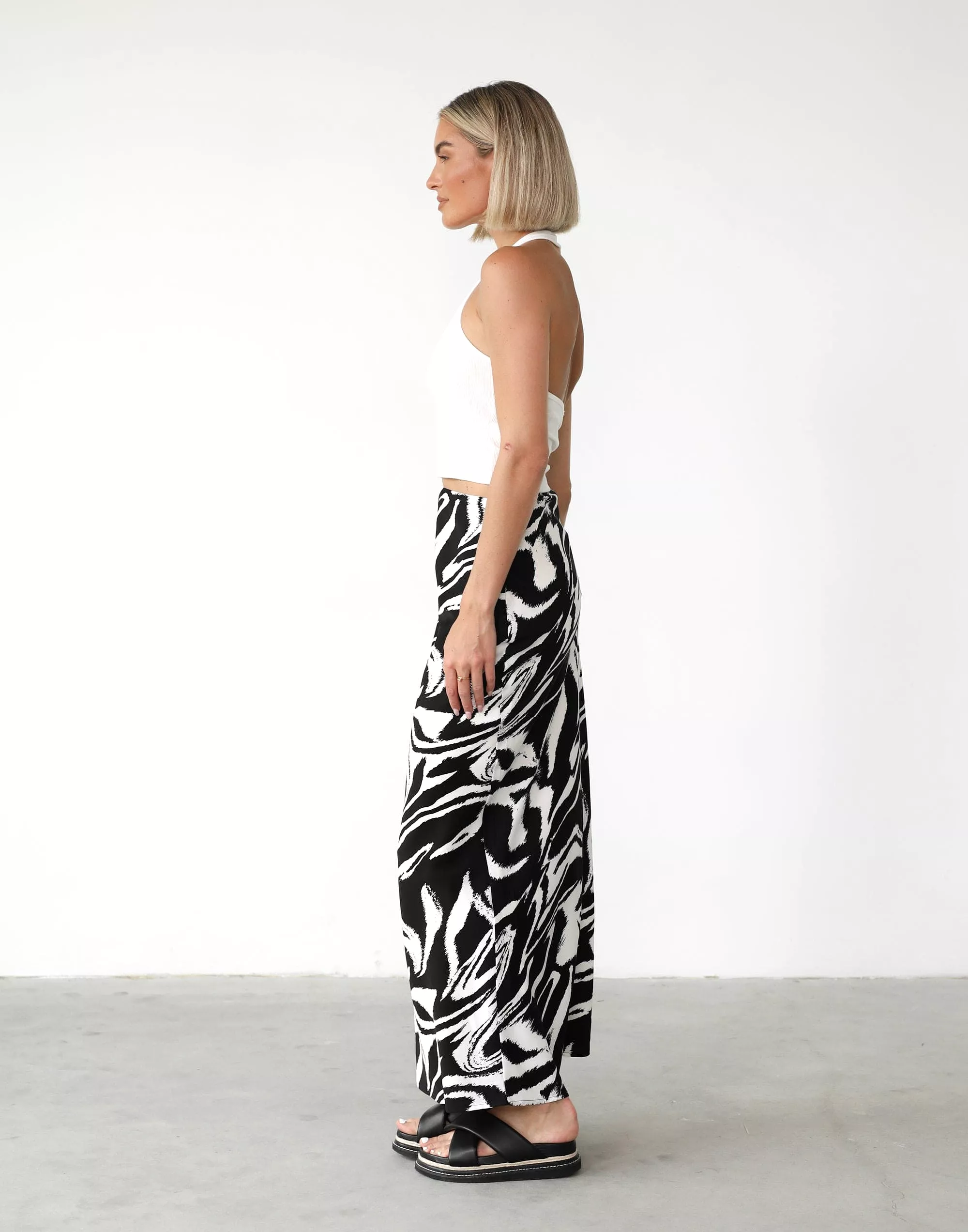 Black and White Print Sye Maxi Skirt