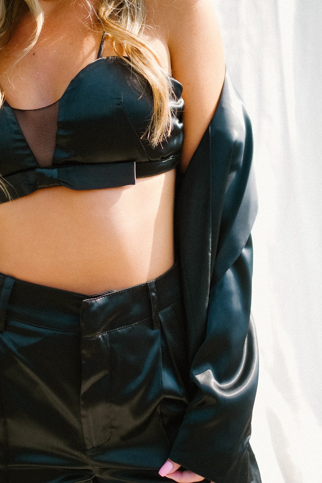 Black Crop Top with Satin Bra