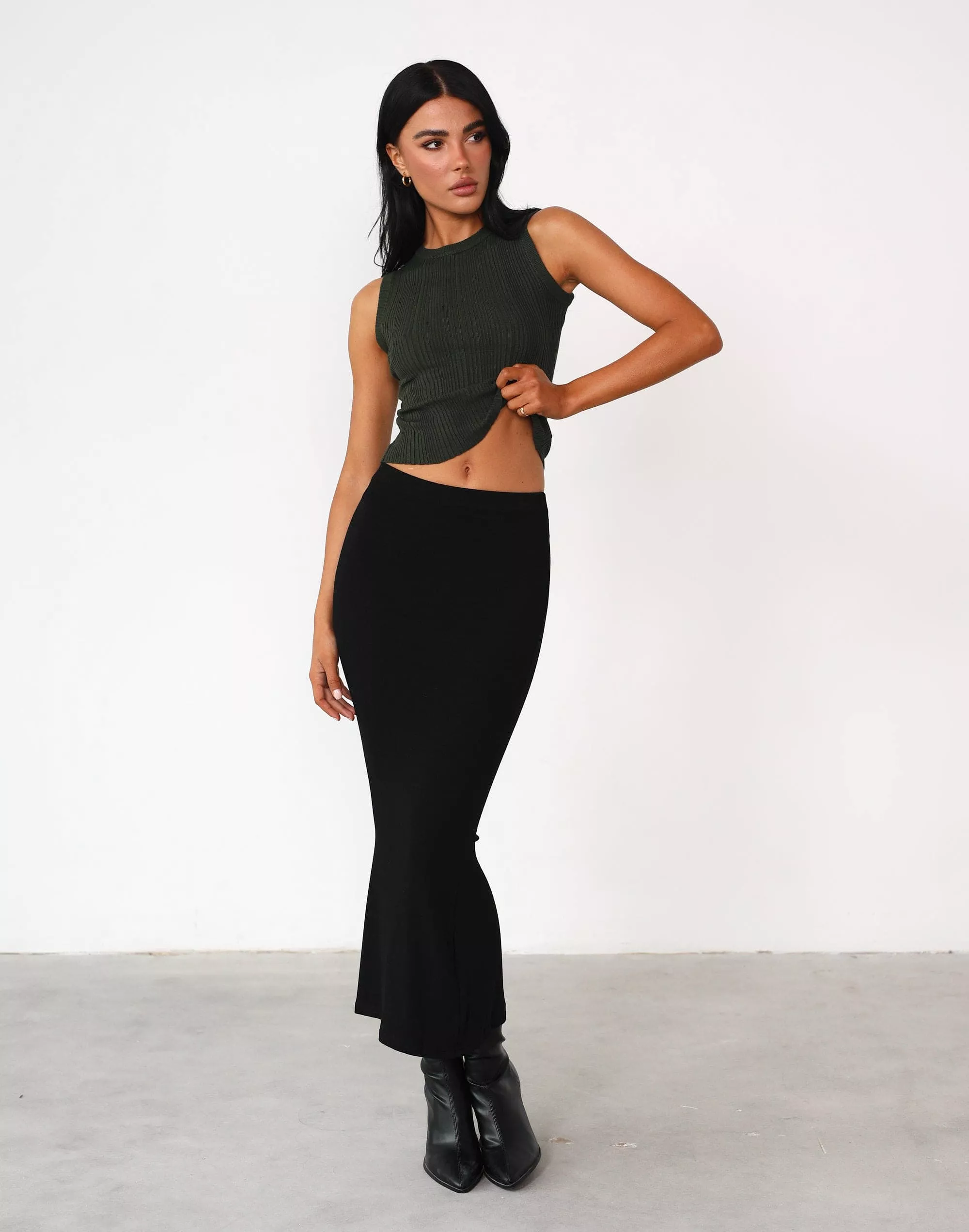 Black Kay Midi Skirt