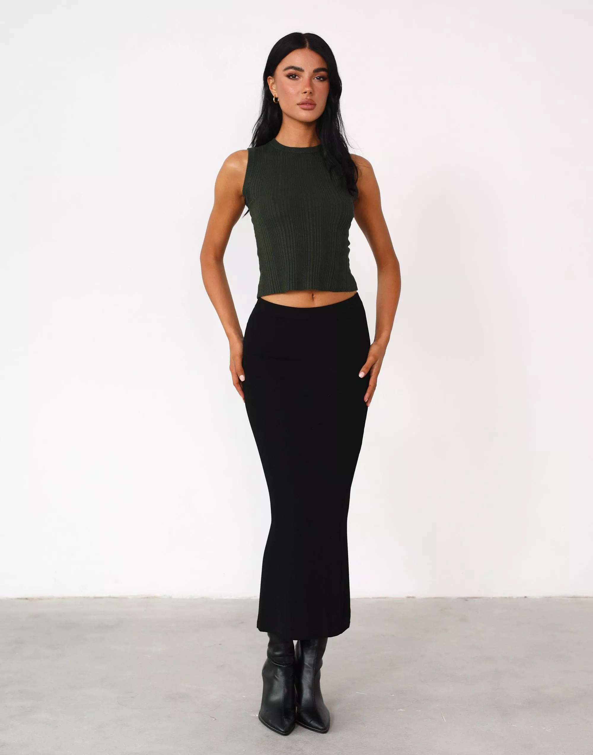 Black Kay Midi Skirt