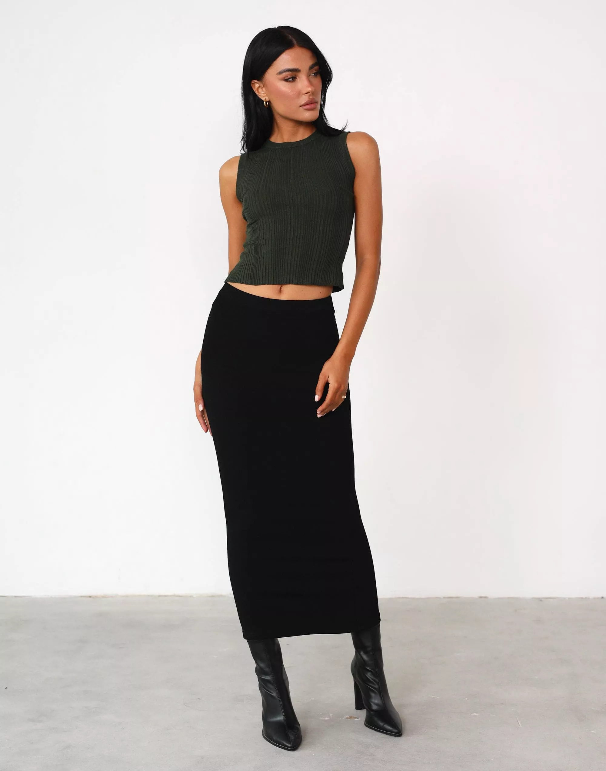 Black Kay Midi Skirt