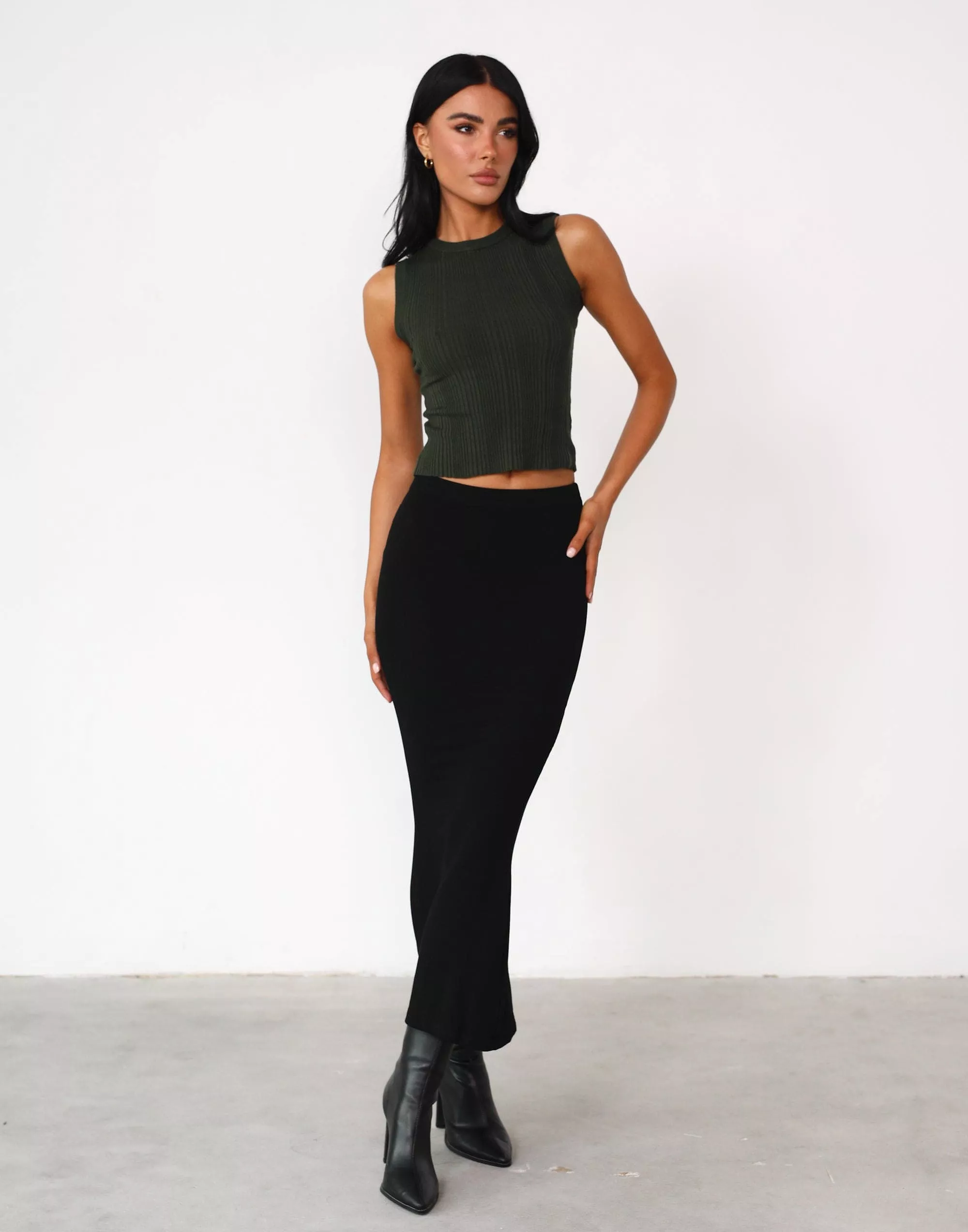 Black Kay Midi Skirt