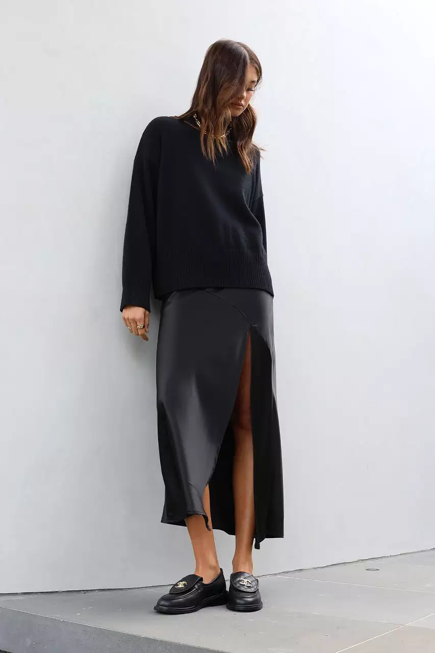 Black Layla Midi Skirt