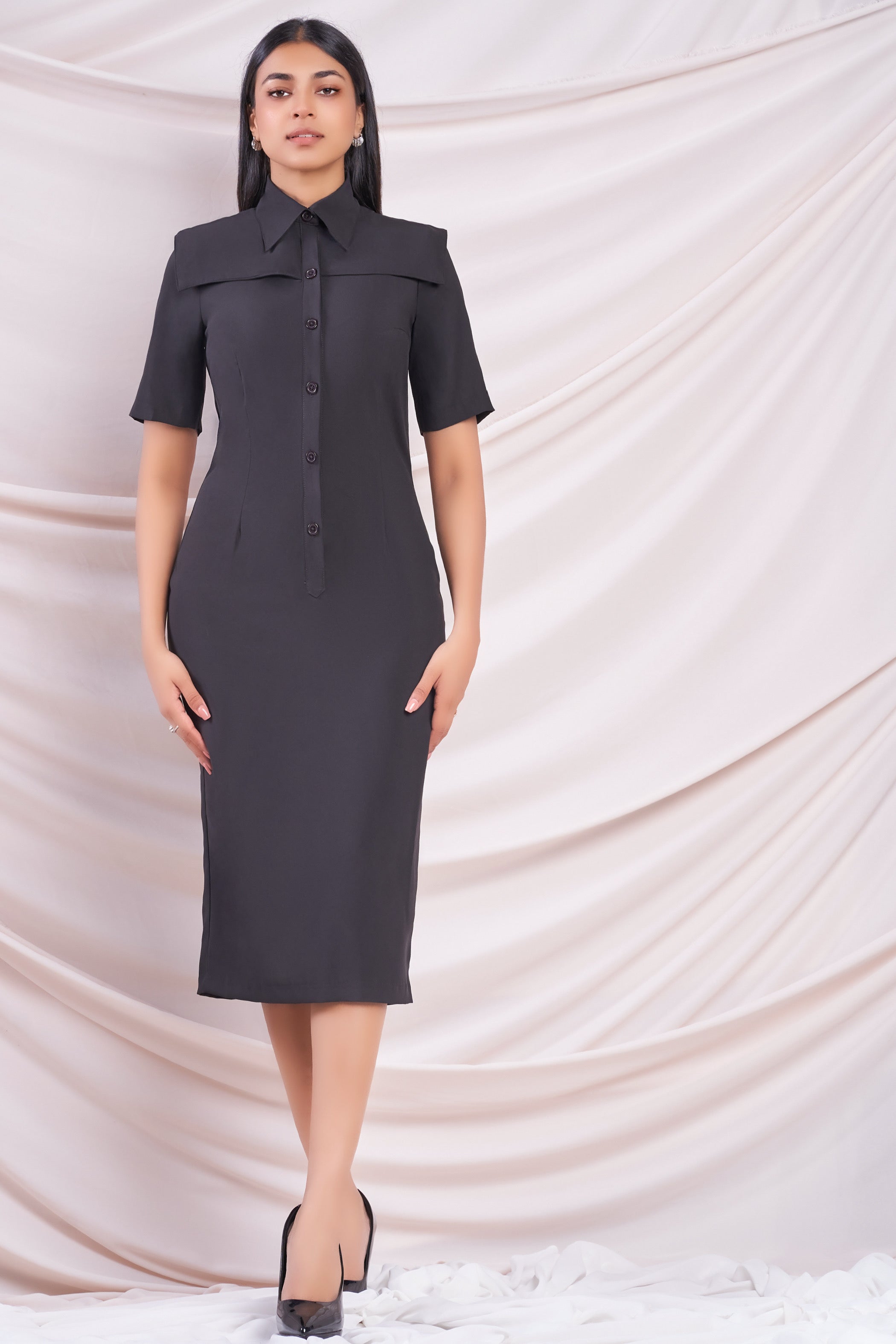 Black Midi Shirt Dress - Shop Now!