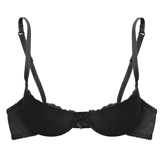 Black Padded Duet Lace Demi Bra