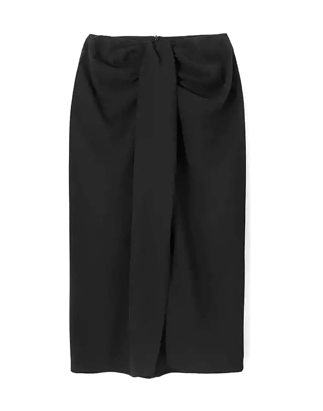 Black Ruched Midi Skirt