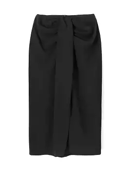 Black Ruched Midi Skirt