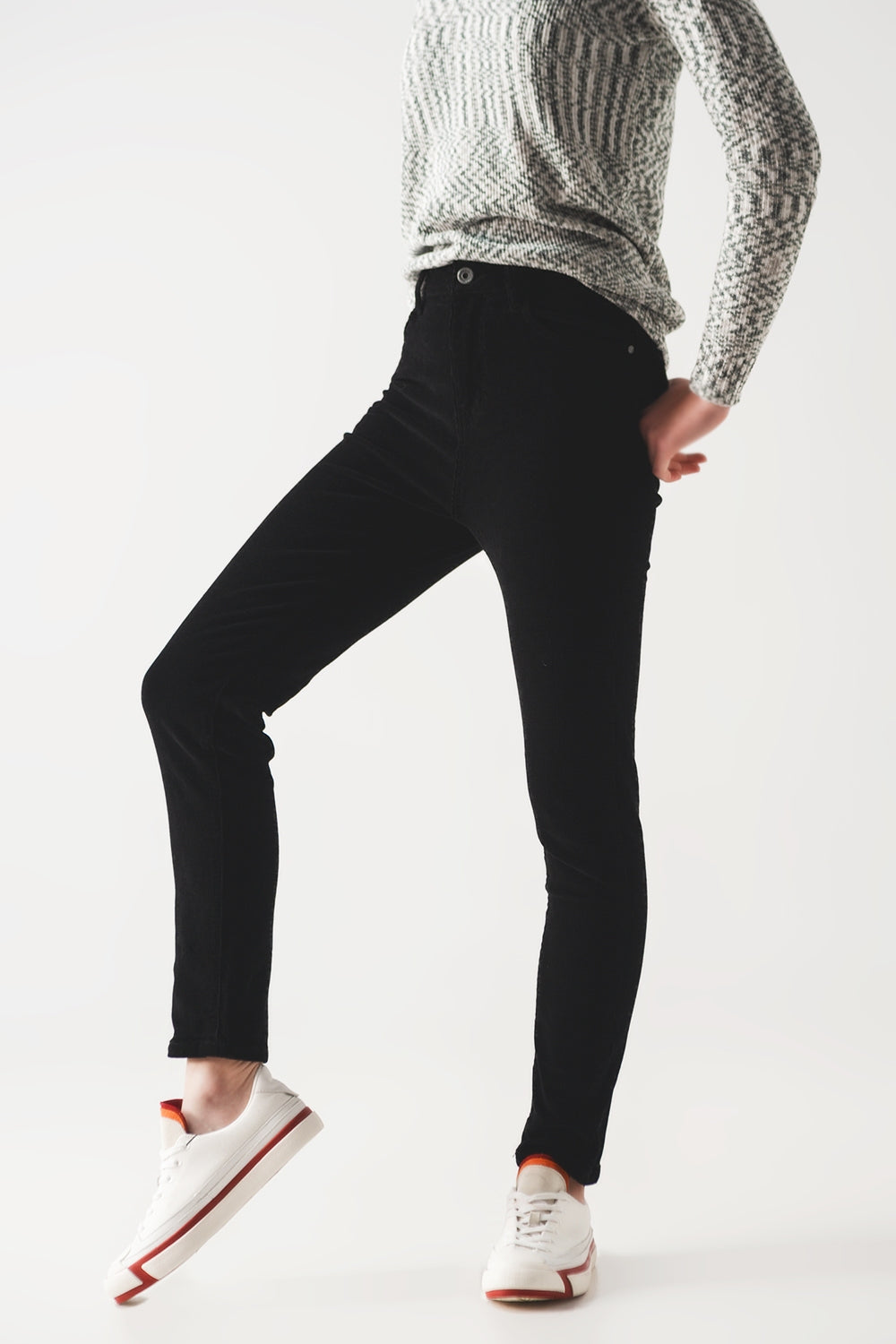 Black Skinny Cord Pants