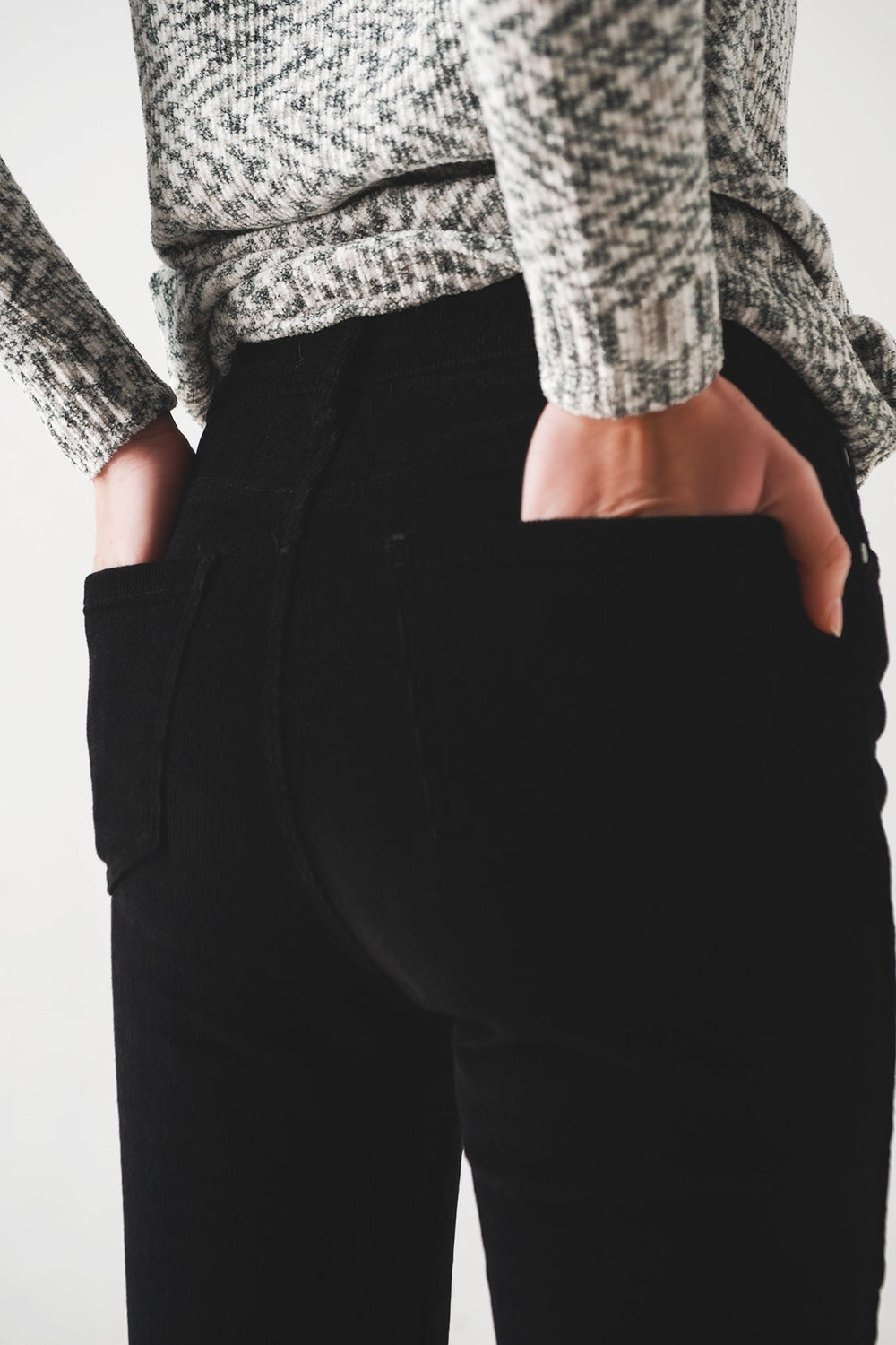 Black Skinny Cord Pants