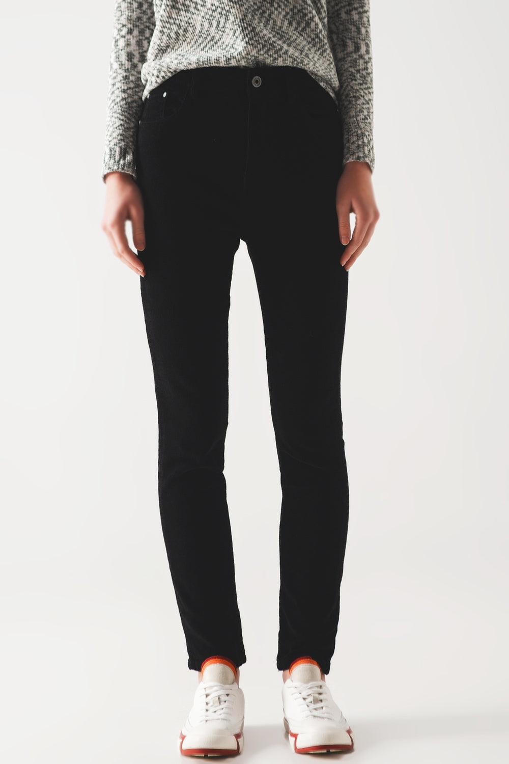 Black Skinny Cord Pants