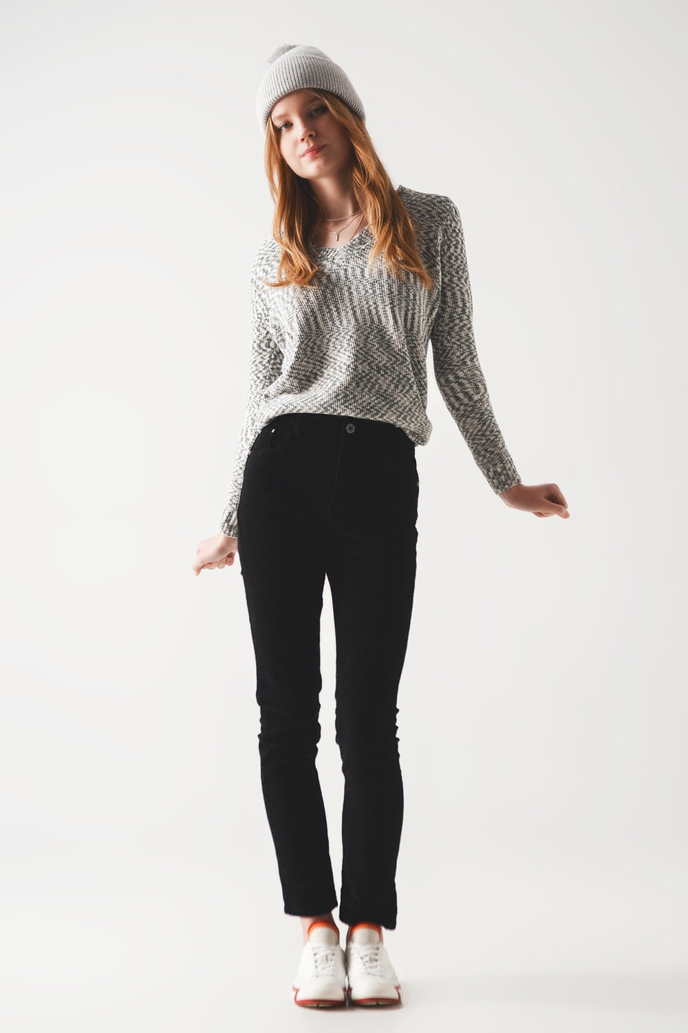 Black Skinny Cord Pants