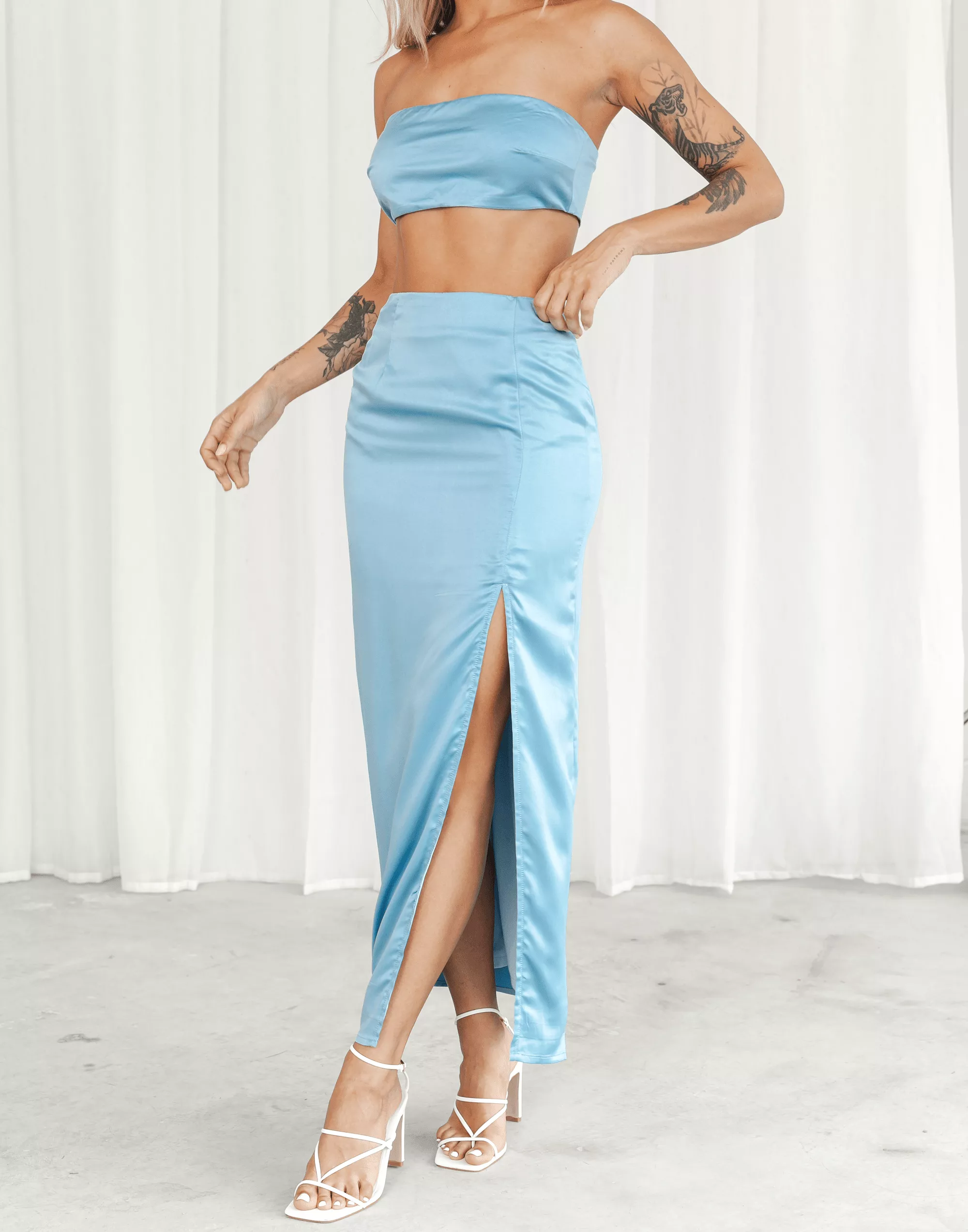 Blue Da Vinci Midi Skirt