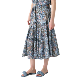 Blue Floral Midi Skirt - Never a Wallflower Prairie