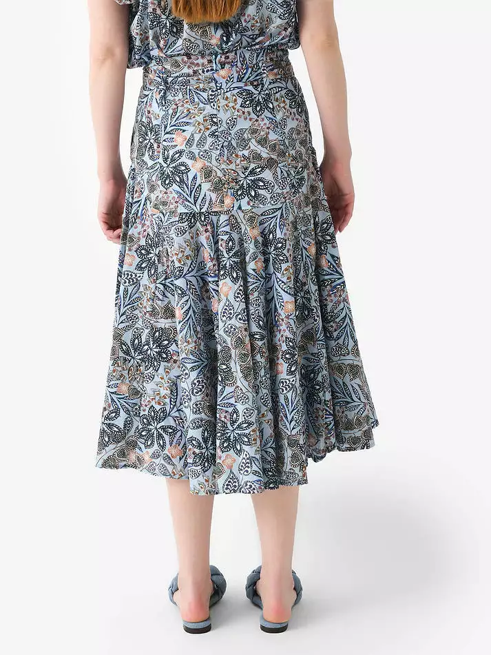 Blue Floral Midi Skirt - Never a Wallflower Prairie