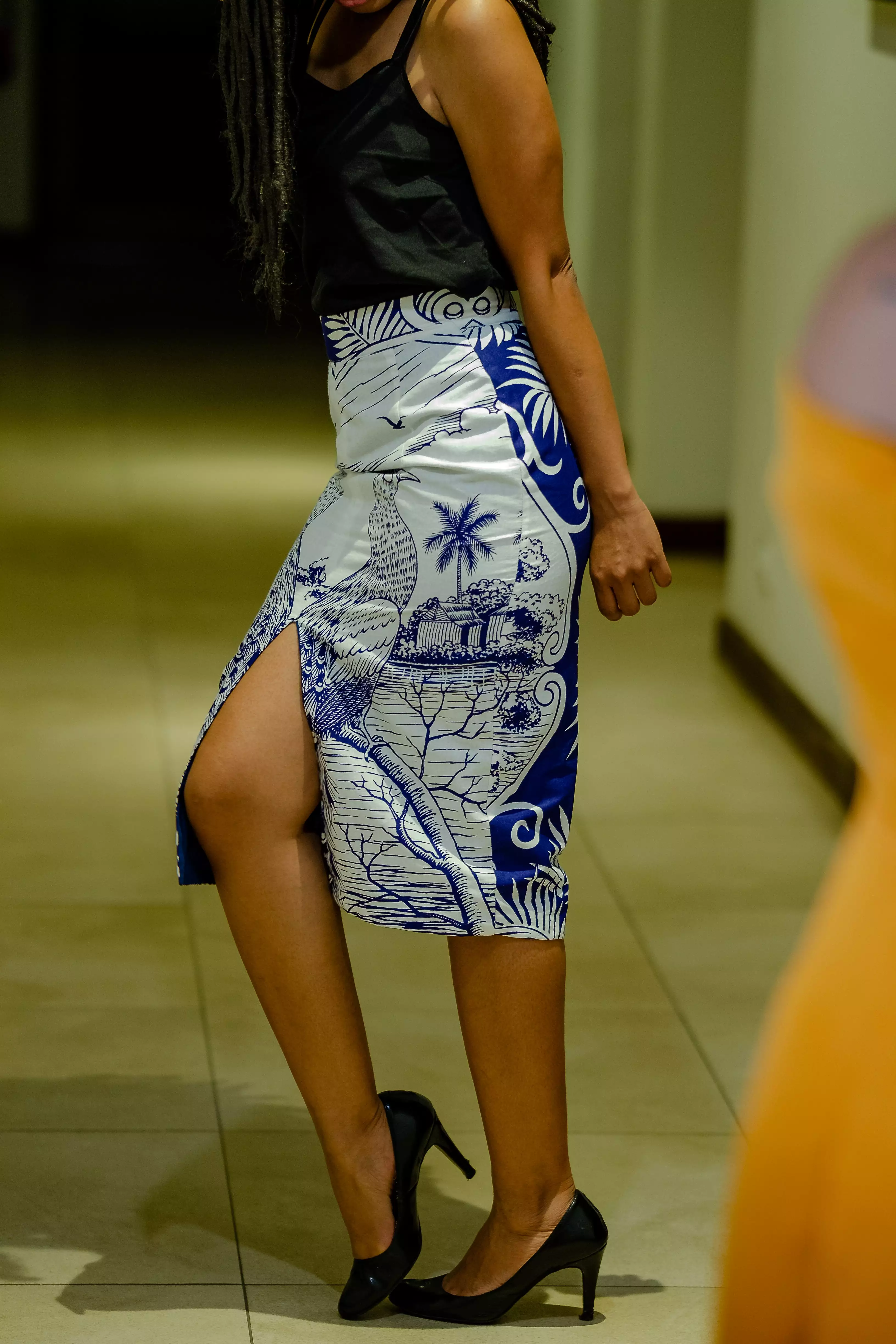 Blue Front Slit Skirt - Felana