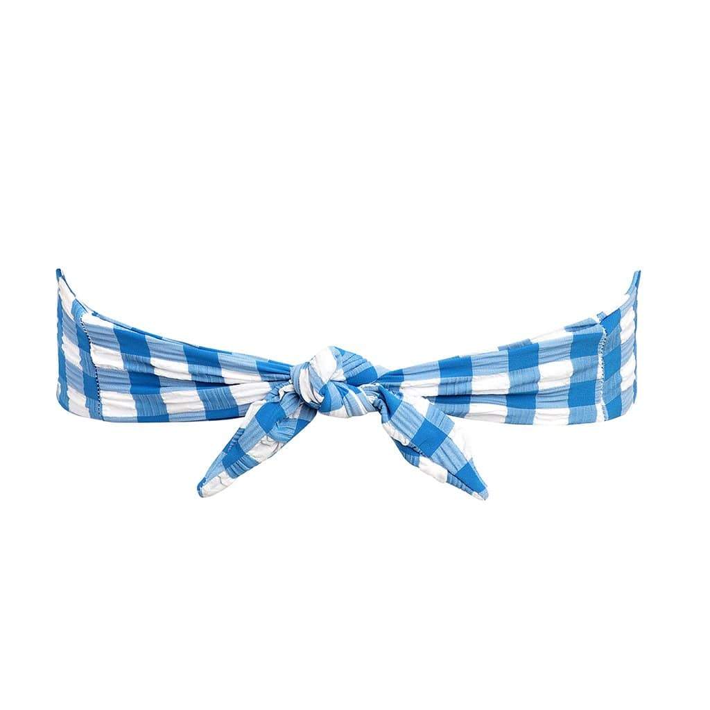 Blue Gingham Bandeau Bikini Top