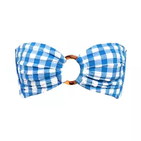 Blue Gingham Tori Ties Bikini Top