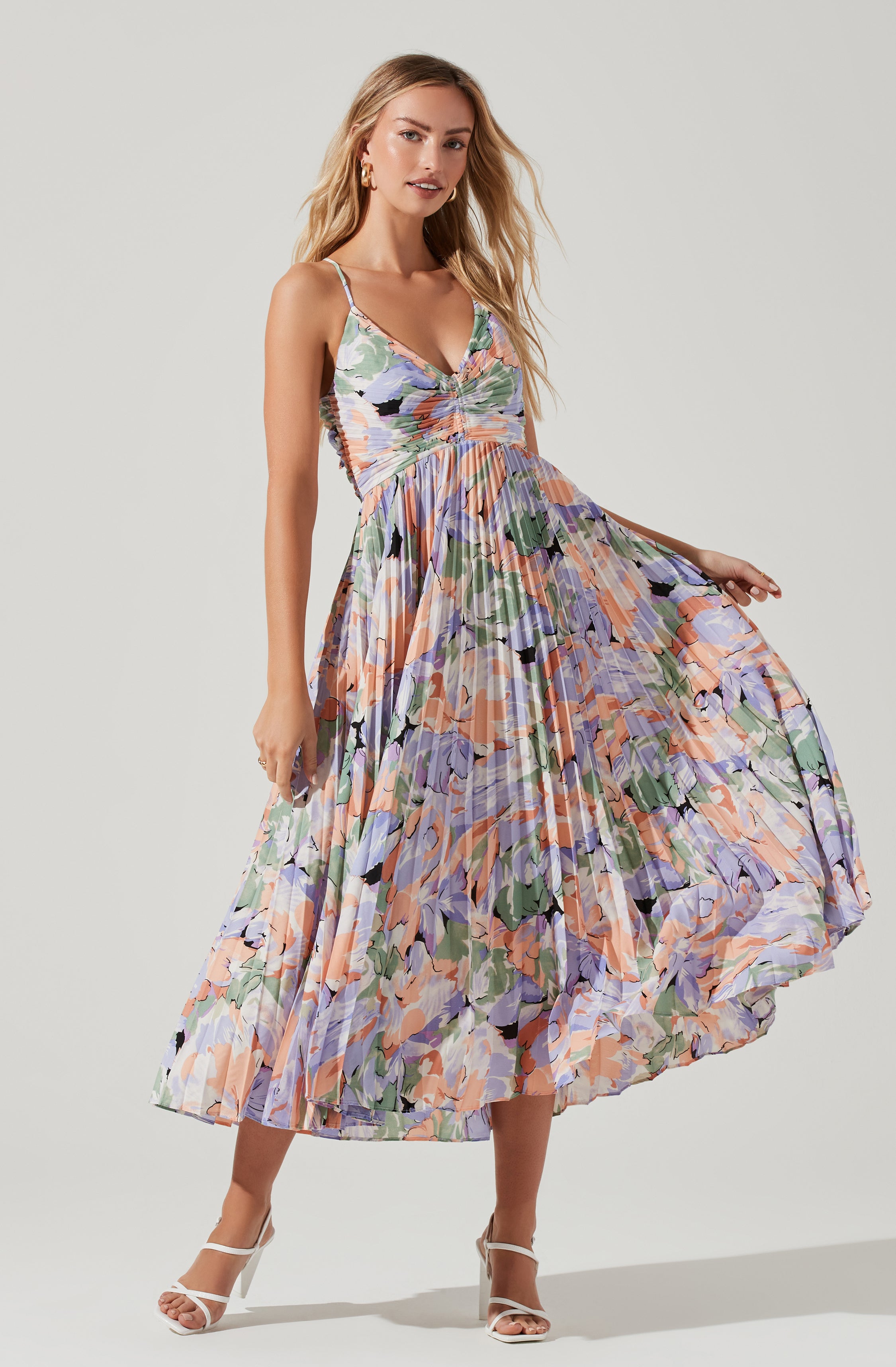 Blythe floral pleated midi dress