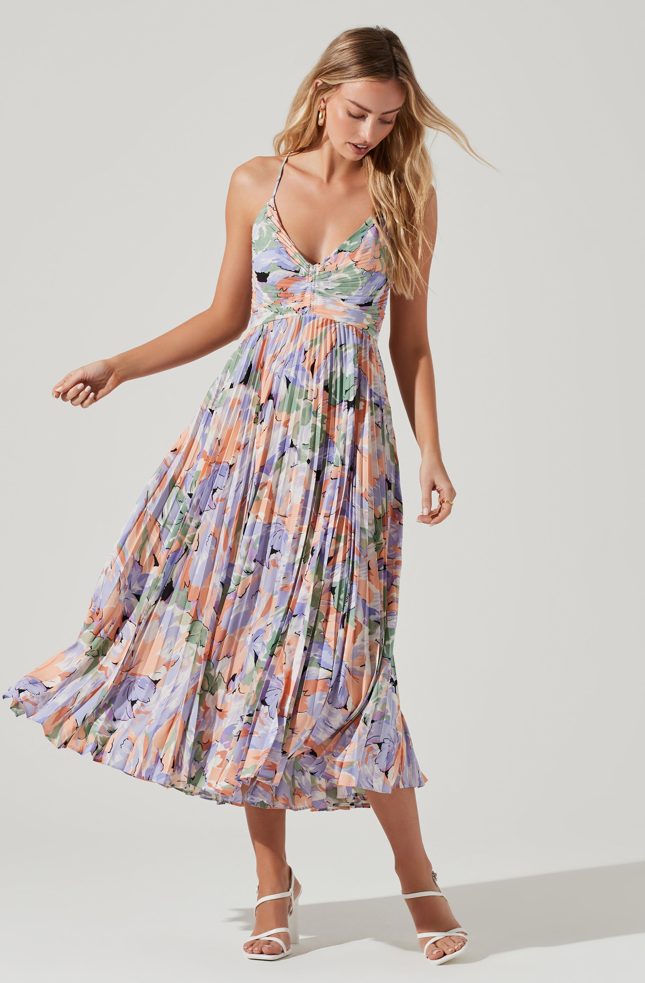 Blythe floral pleated midi dress