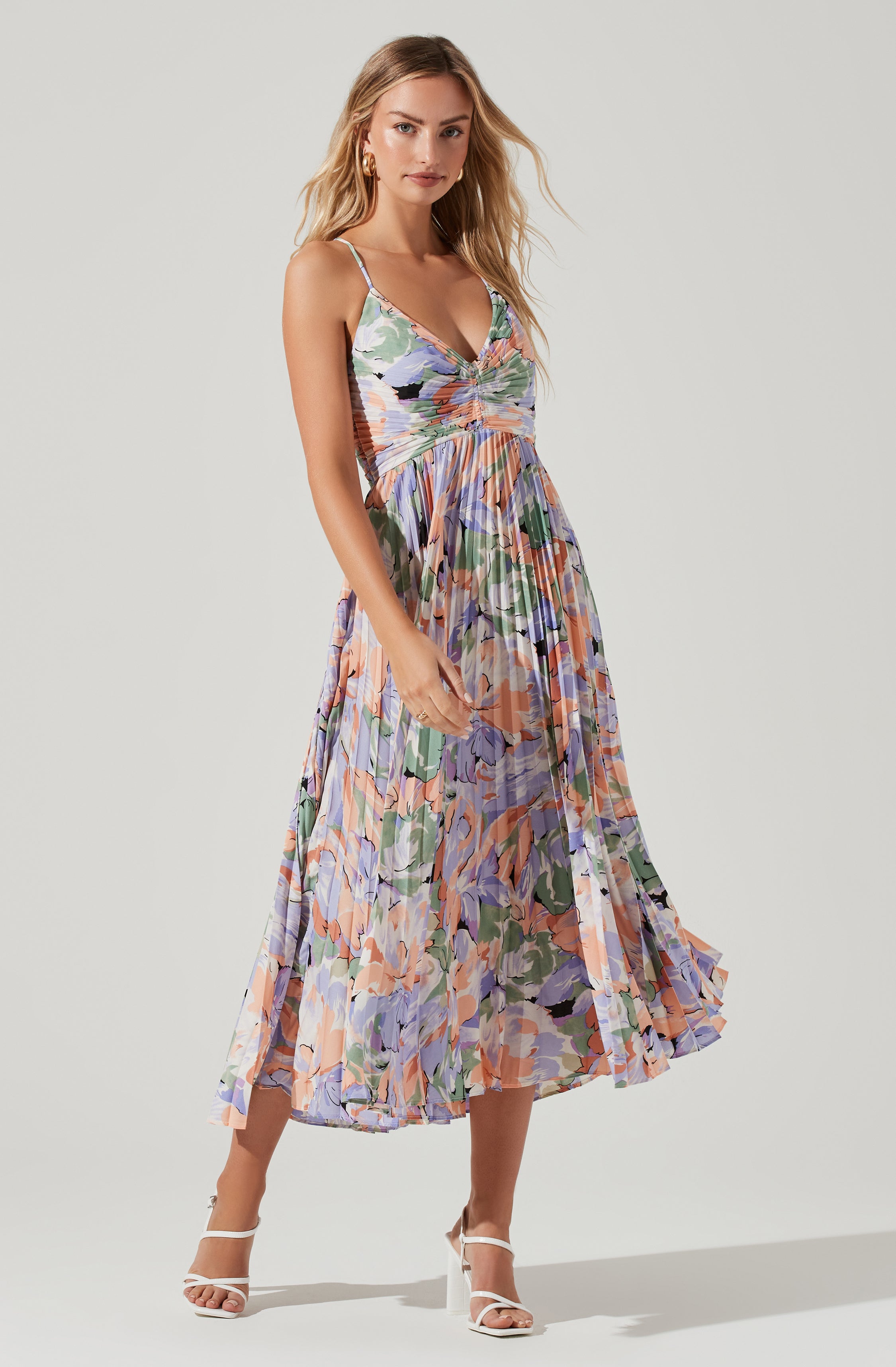 Blythe floral pleated midi dress