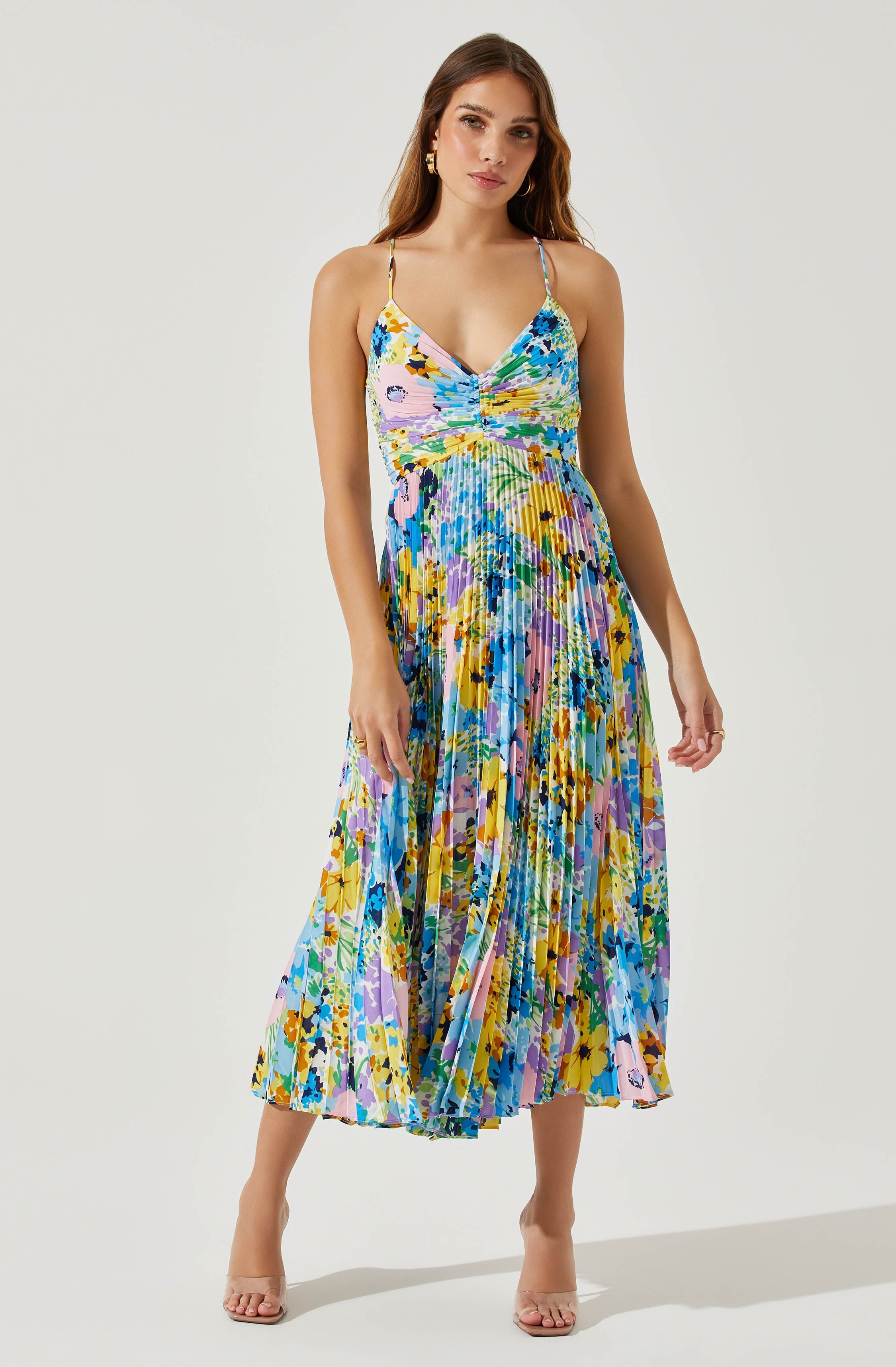 Blythe floral pleated midi dress