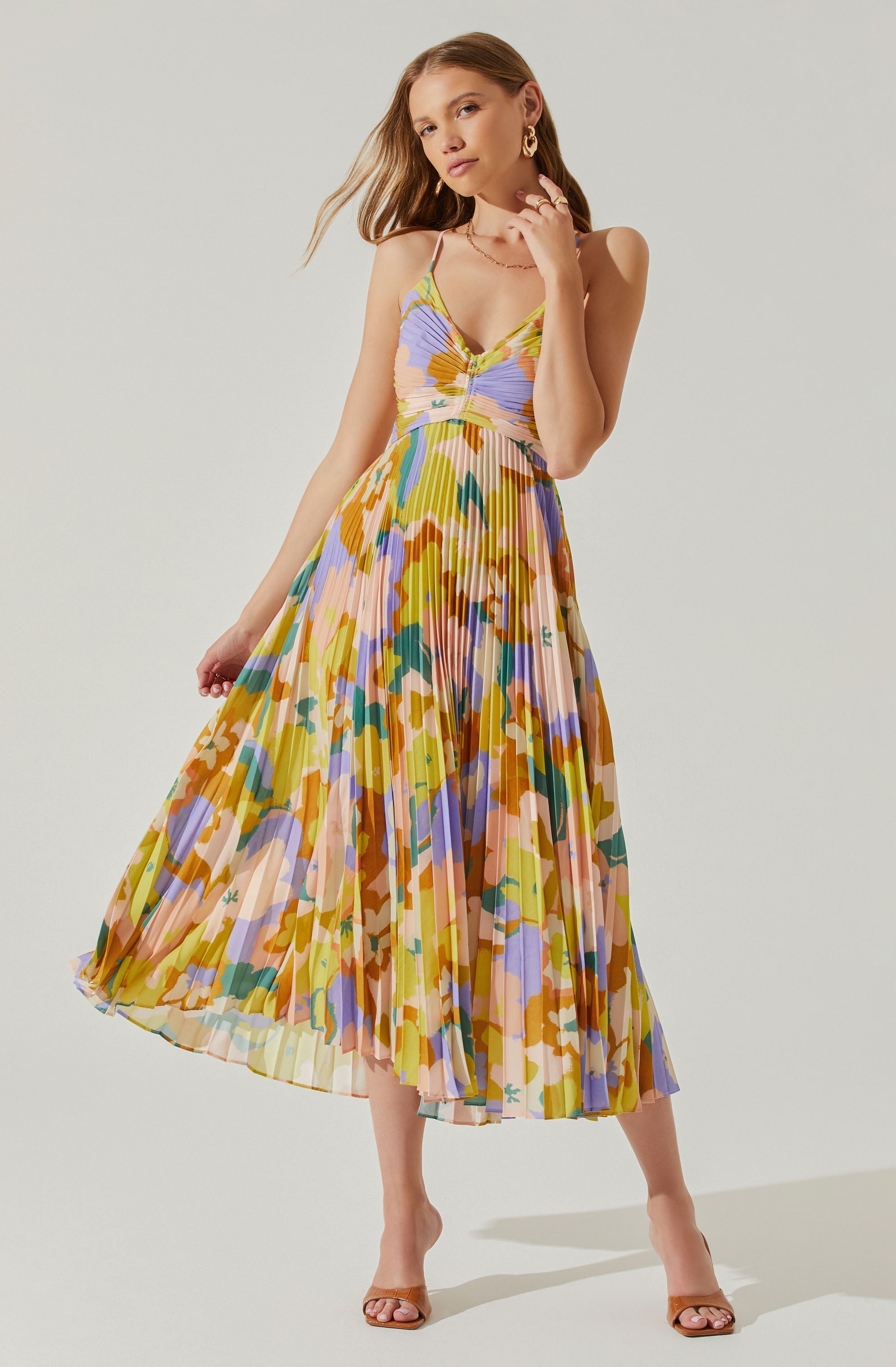 Blythe floral pleated midi dress