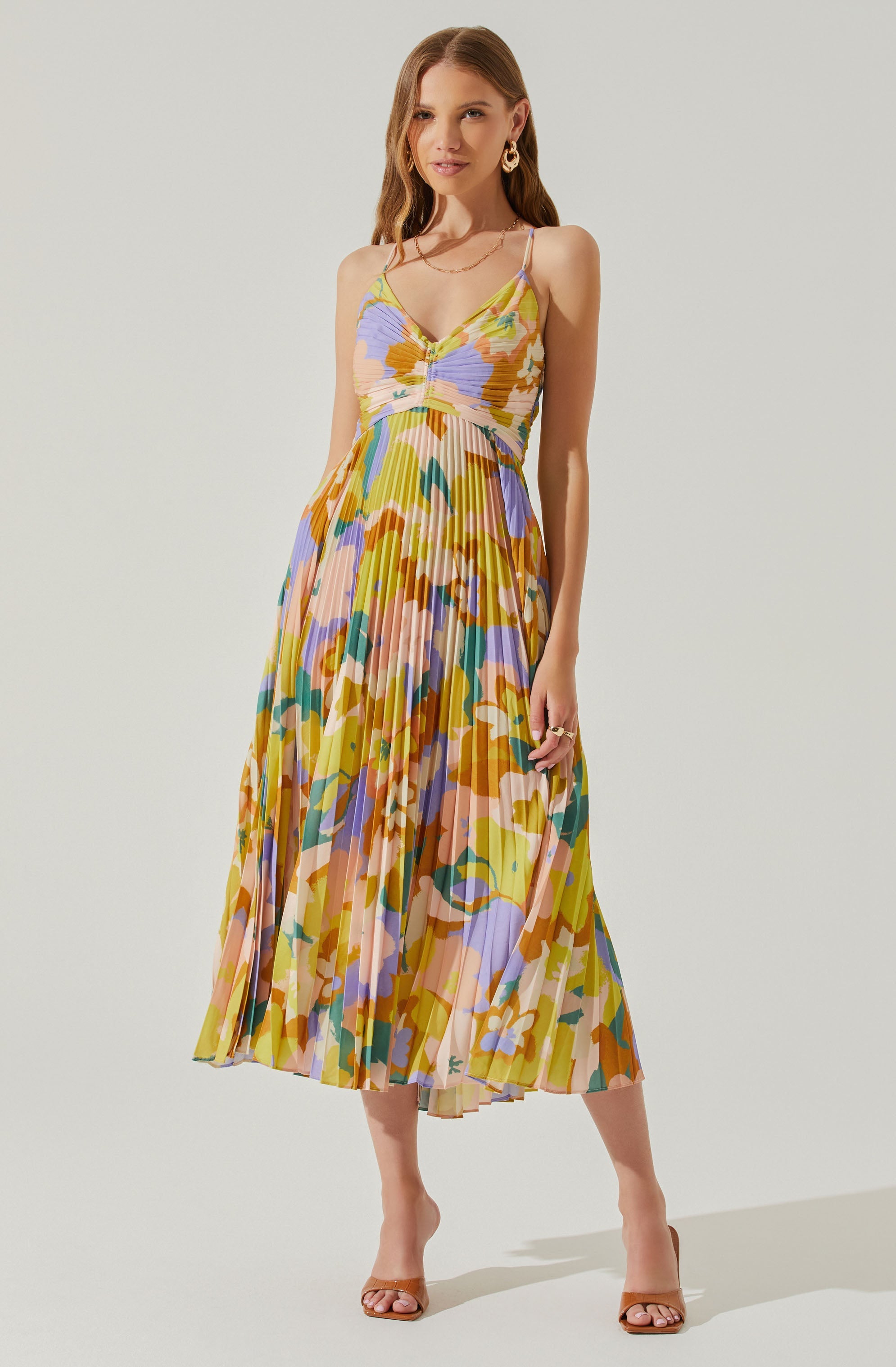 Blythe floral pleated midi dress